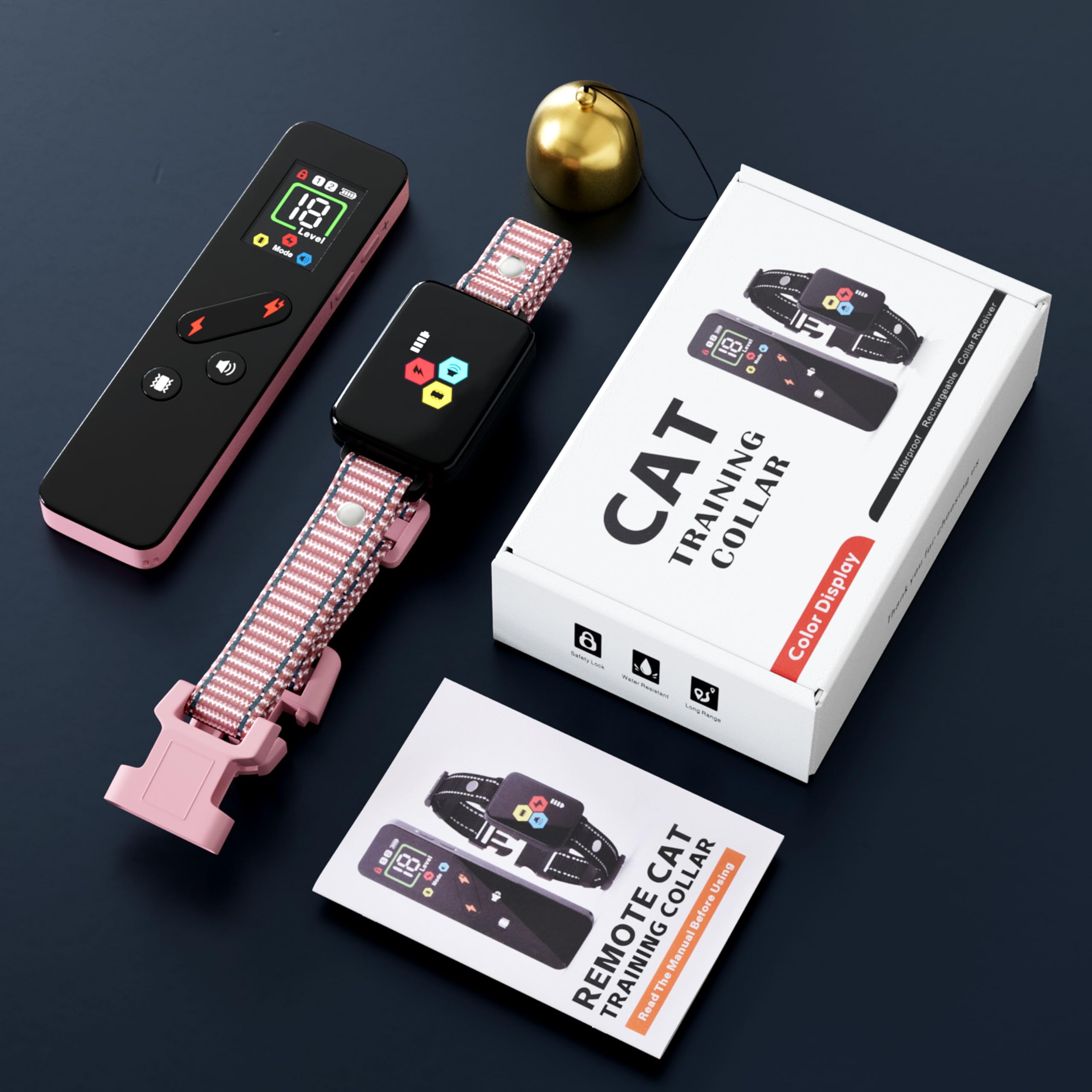 Cat Training Collar Cat Bark Collar With Remote Electric Cats Shock Collar 3300Ft Ip67 Waterproof 3 Training Modes Beep Vibratio