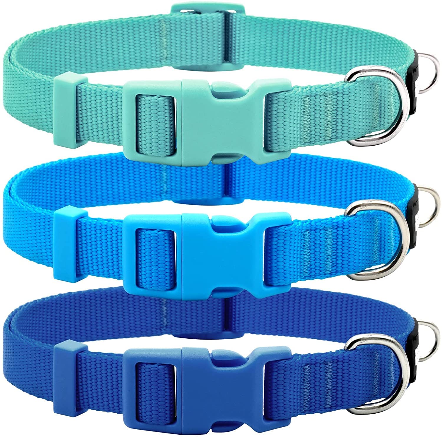 Azuza 3 Pack Dog Collars Comfortable And Adjustable Nylon Dog Collars For Puppy Small Dogs, Xs (8-12Inch),Green, Blue And Royal 
