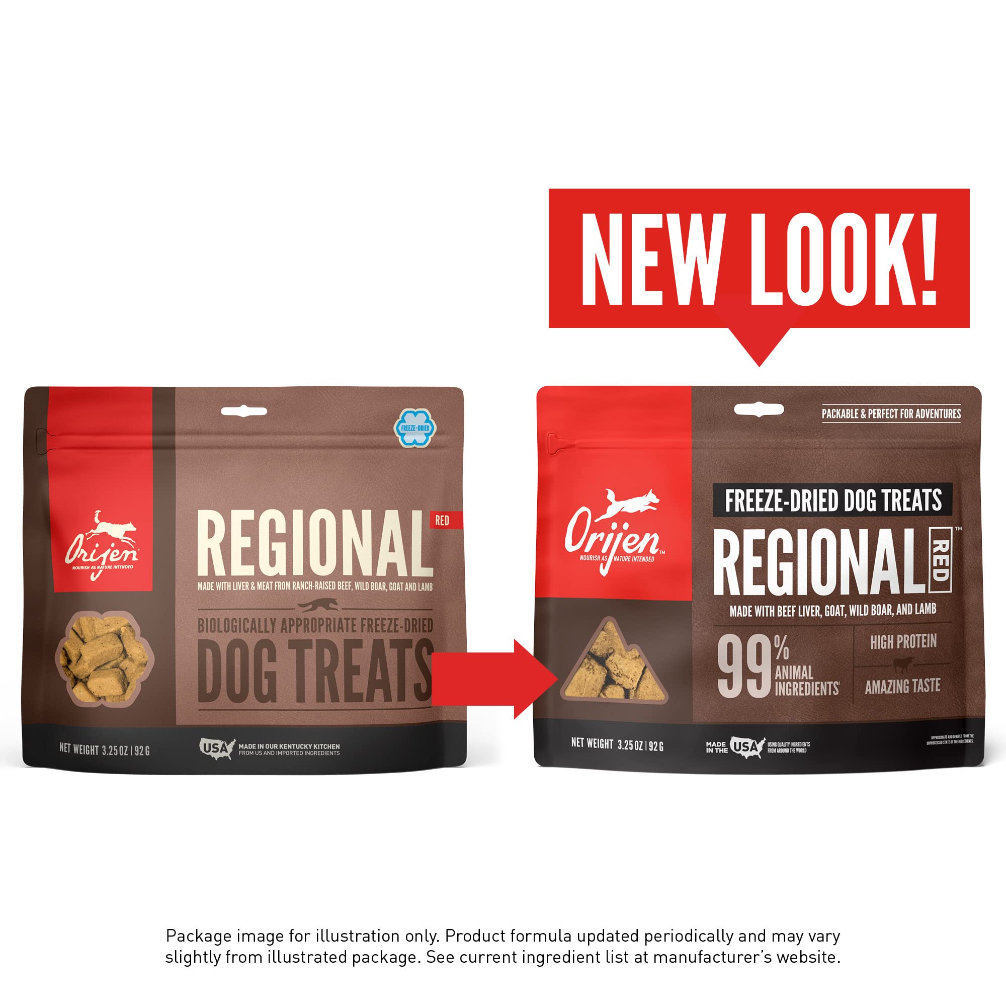 ORIJEN Grain Free High Protein Freeze Dried Dog Treats Regional Red Recipe 1.5oz Bag