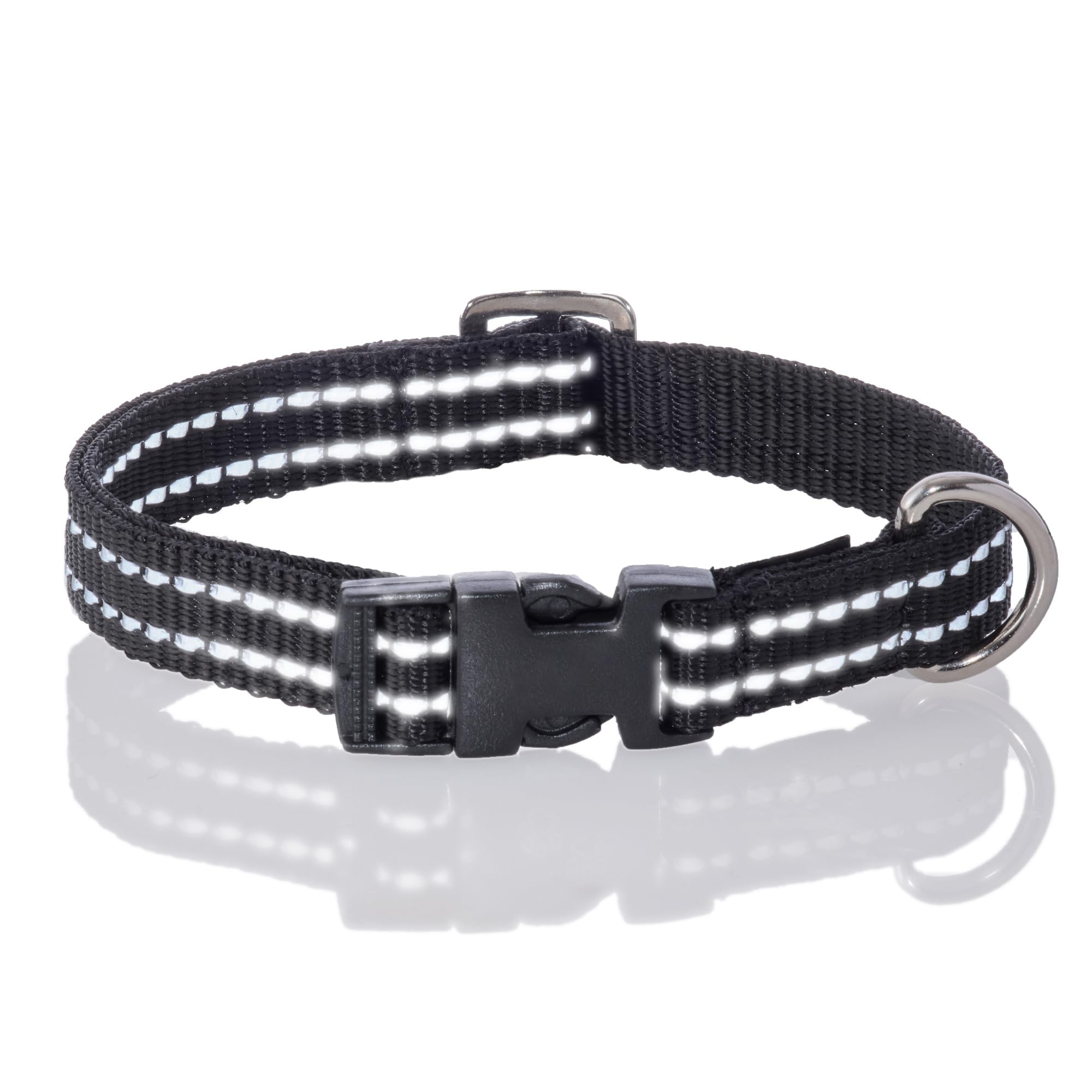 Pet Passion Adjustable Reflective Dog Pet Collar For Small, Medium And Large Dogs, Black, Medium