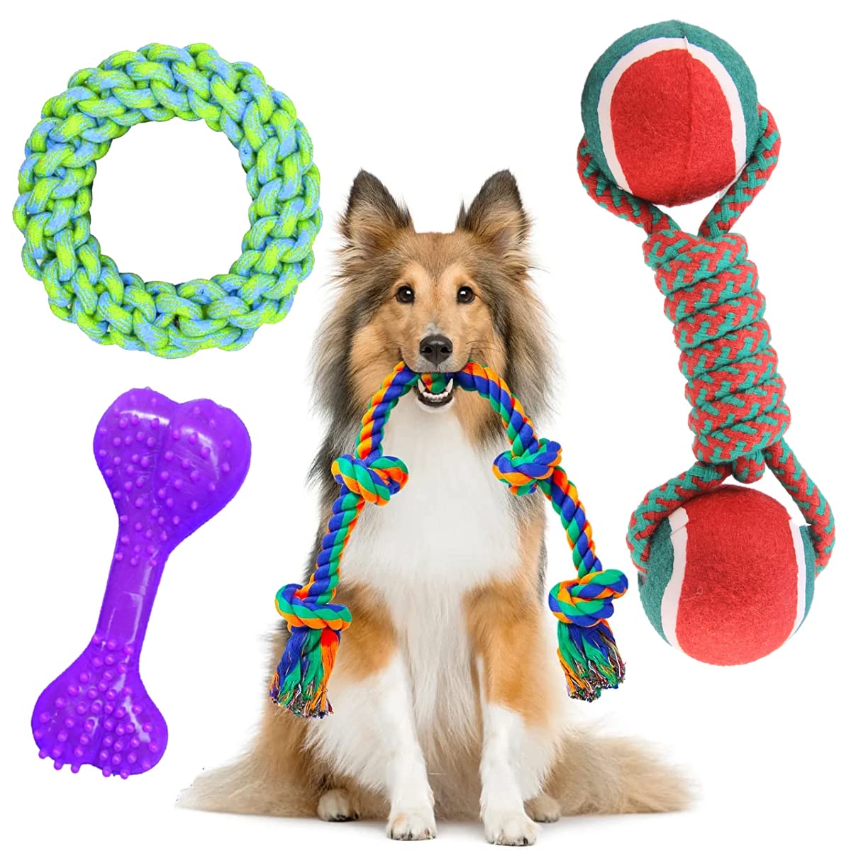 Youhavedeal Dog Toys For Puppy Aggressive Chewers, Durable Cotton Rope Chew Toy For Dogs, Safe And Long Lasting Teething Toys Sm