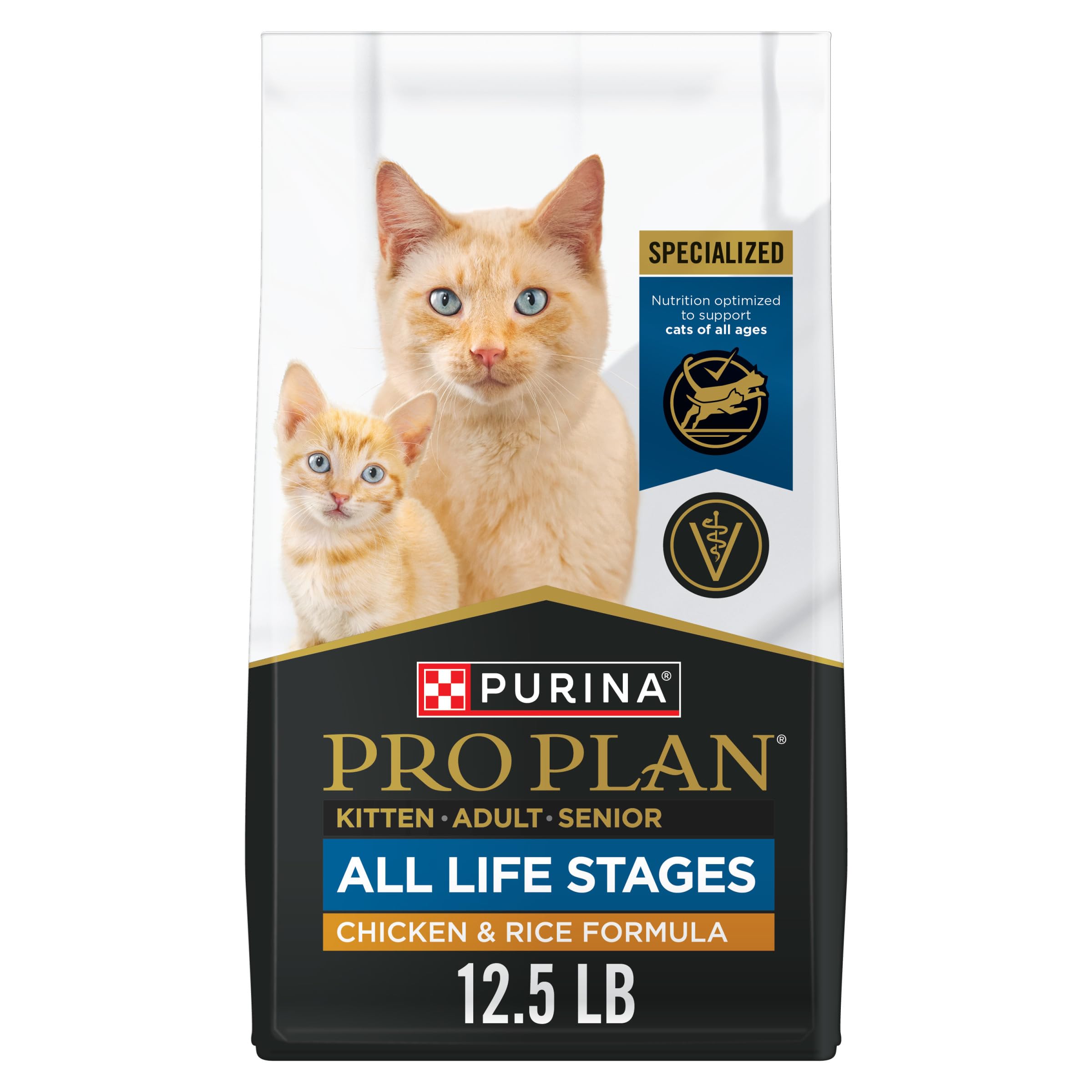 Purina Pro Plan All Life Stages High Protein Cat Food Chicken and Rice Dry Kibble 12.5 Pound (Pack of 1)
