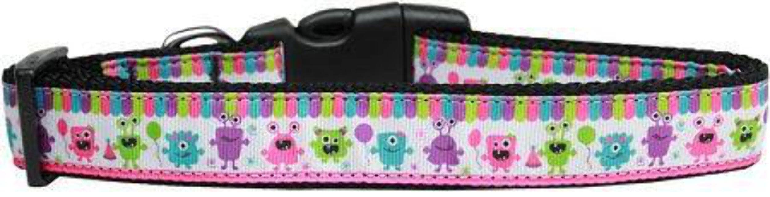 Pet Dog & Cat Nylon Collar or Leash, "Party Monsters" Cat Collar