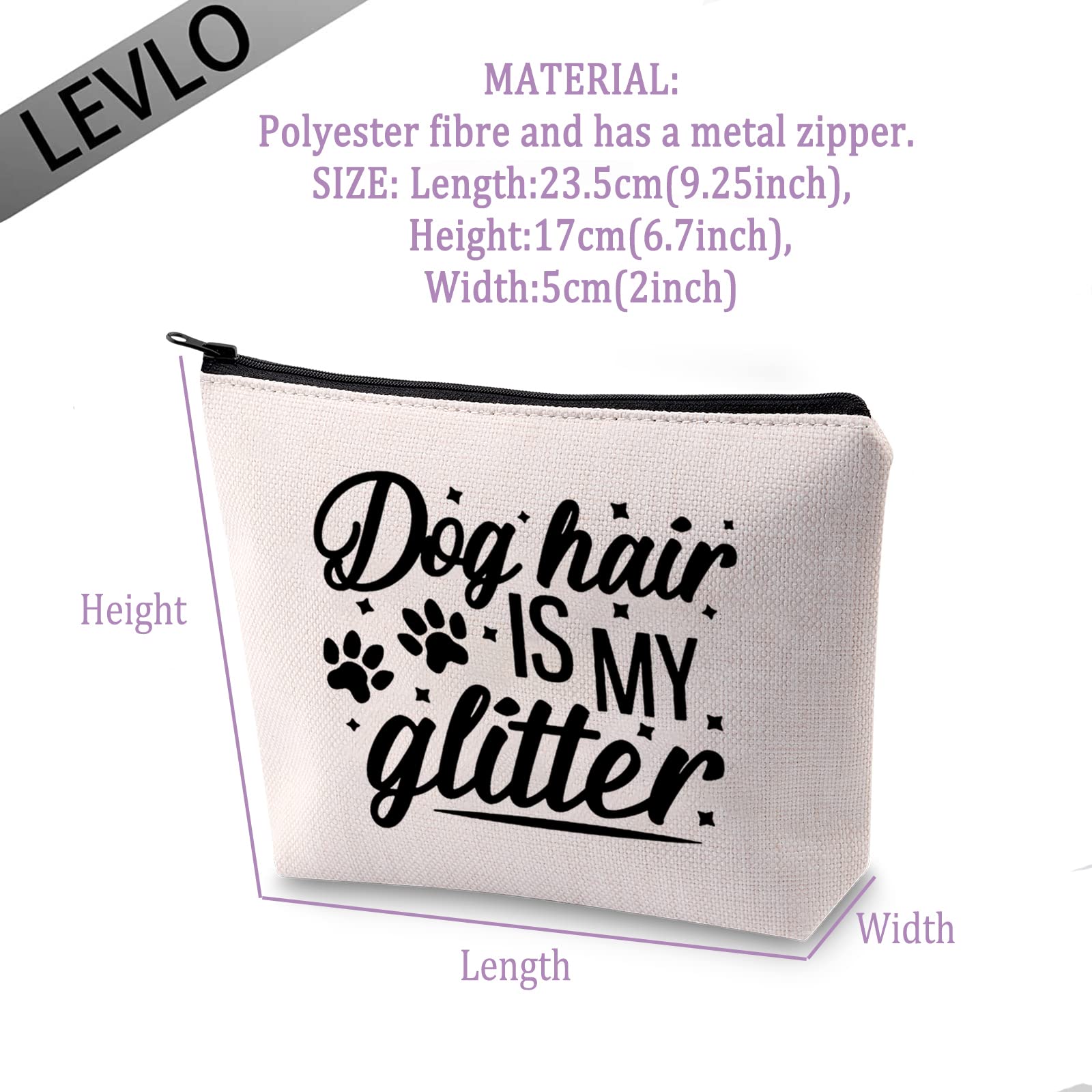 Levlo Funny Pet Groomer Gift Pet Lovers Gift Dog Hair Is My Glitter Makeup Bags Cute Puppy Gifts (Dog Hair Is My Glitter)