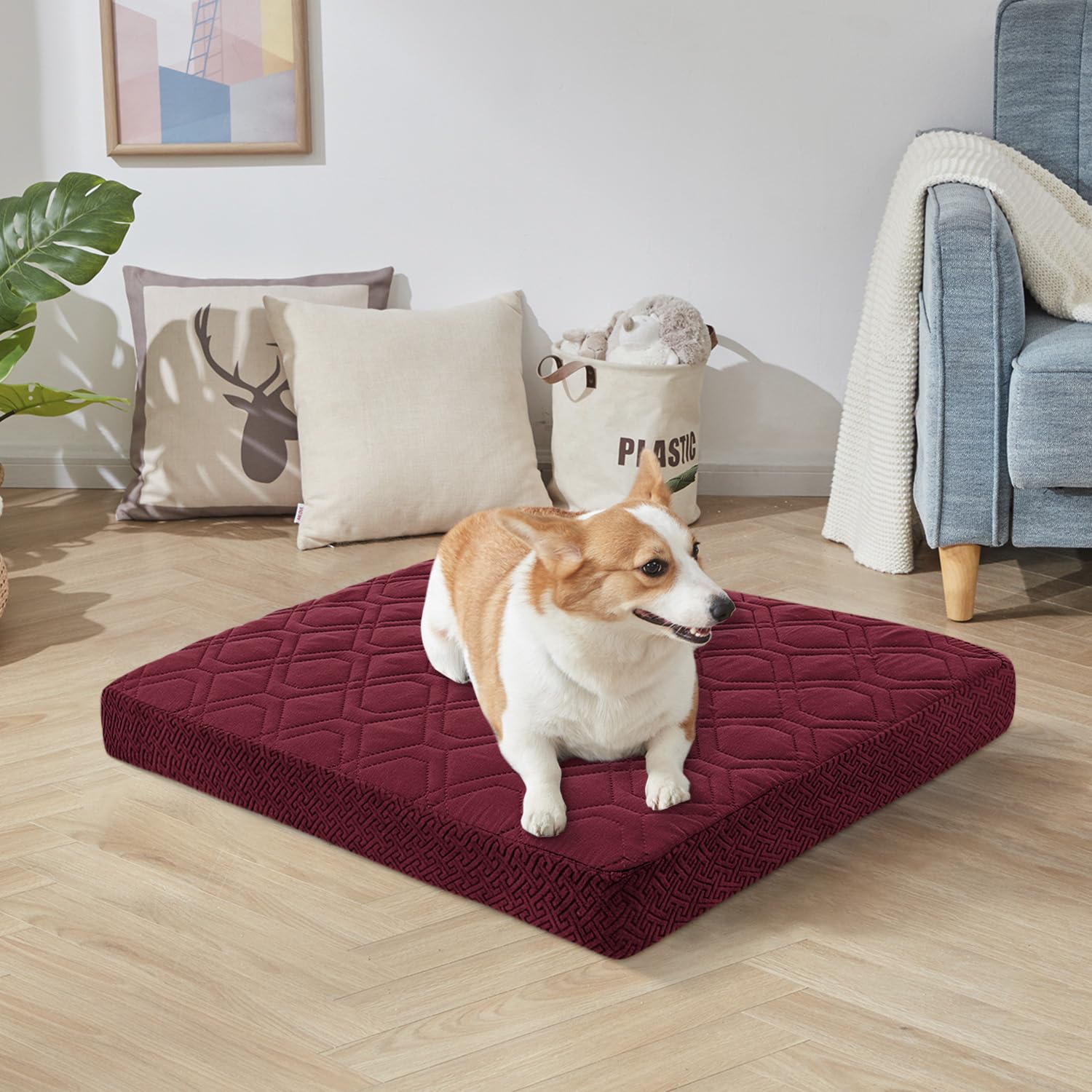 Boctopug Dog Bed Covers Replacement Washable - Waterproof Dog Bed Covers Quilted, Water Absorbable Pet Puppy Bed Cover For Dog C