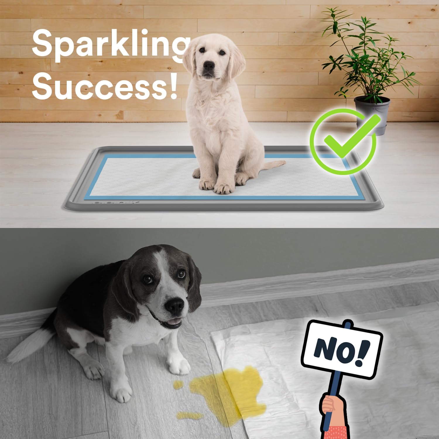 Pee Pad Tray Holder for Dogs - Fits Up to 25 x 25 in. Square Potty Training Pads No Spill Raised Lip High Edge Silicone Mat, Ext