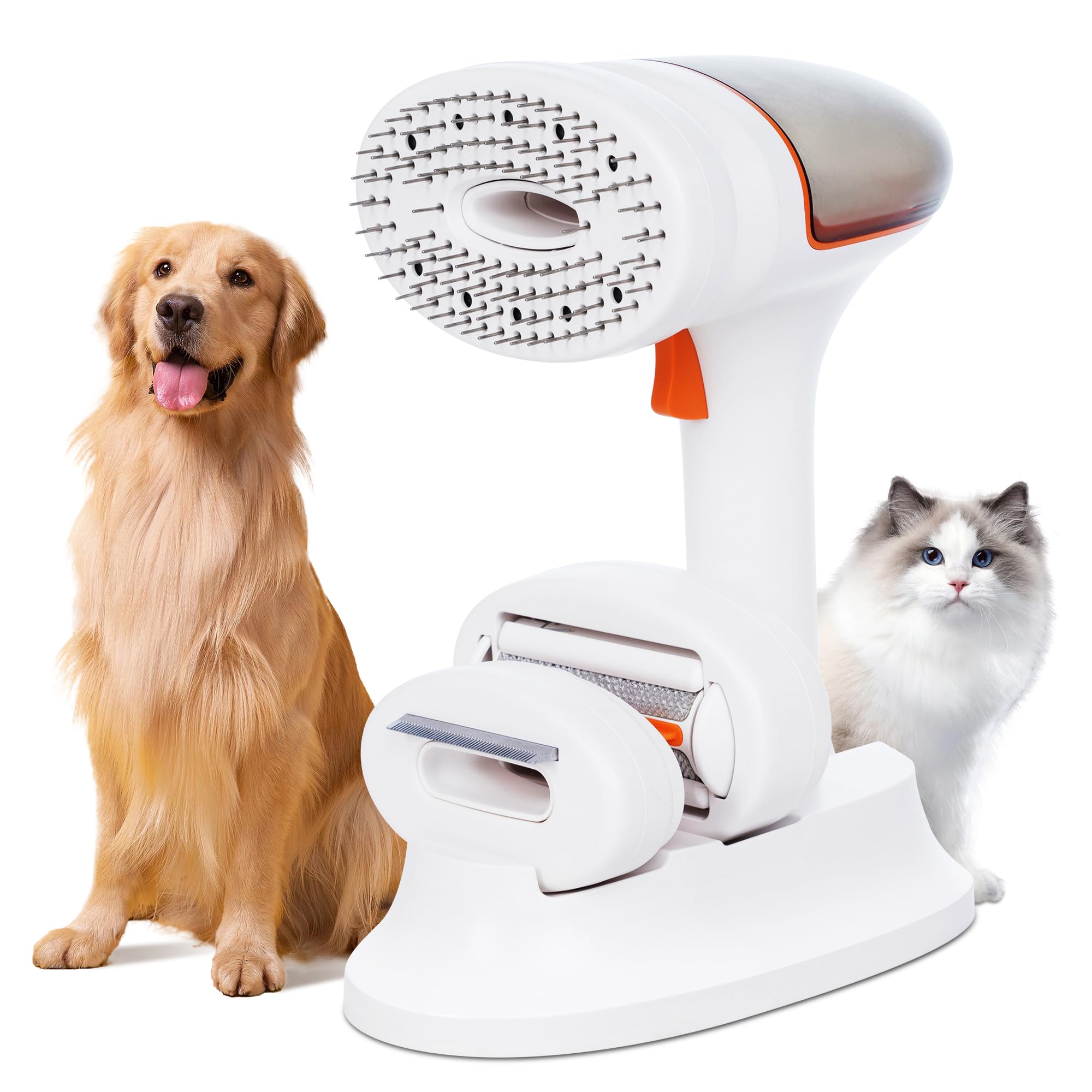 Iinnoo 3-In-1 Dog Grooming Self-Cleaning Slicker Brushgrooming Tool For Dogs & Cats, Suitable For Shedding & Haired Pets