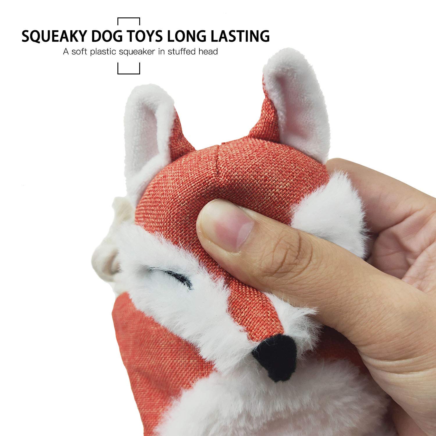 Fox Dog Toy With Squeaker, Stuffless Dog Toy Crinkle Hunting Dog Toy Plush Durable Dog Squeaky Toys Cotton Rope Dog Toy Througho