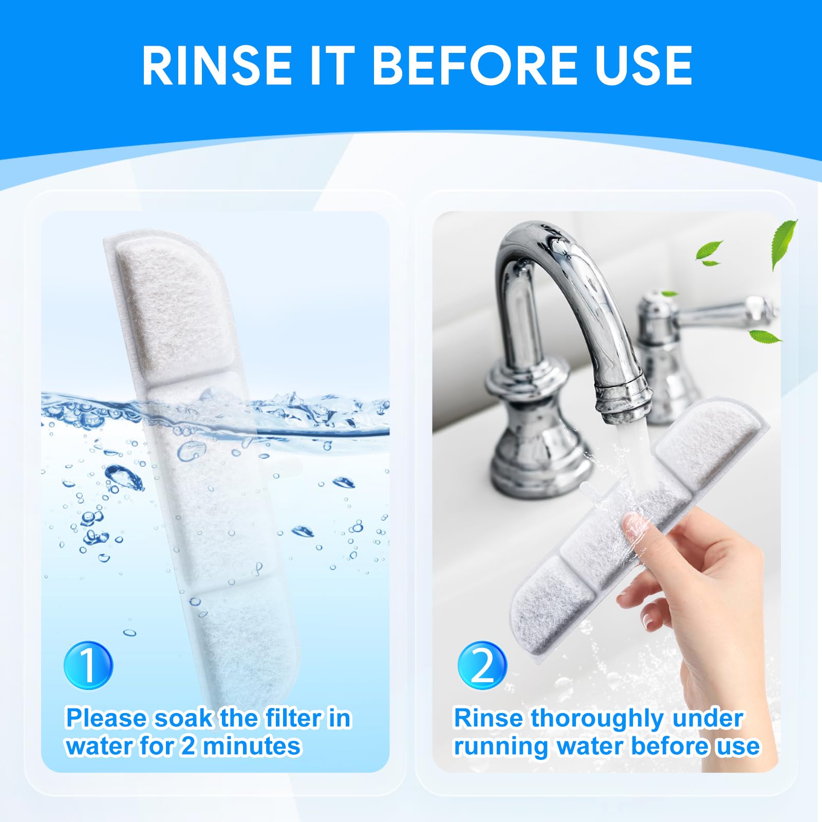 Cunina 12+12 Packs Replacement Filters Compatible With Downypaws Wireless Cat Water Fountain 84Oz/2.5L,Cat Fountain Filter For B