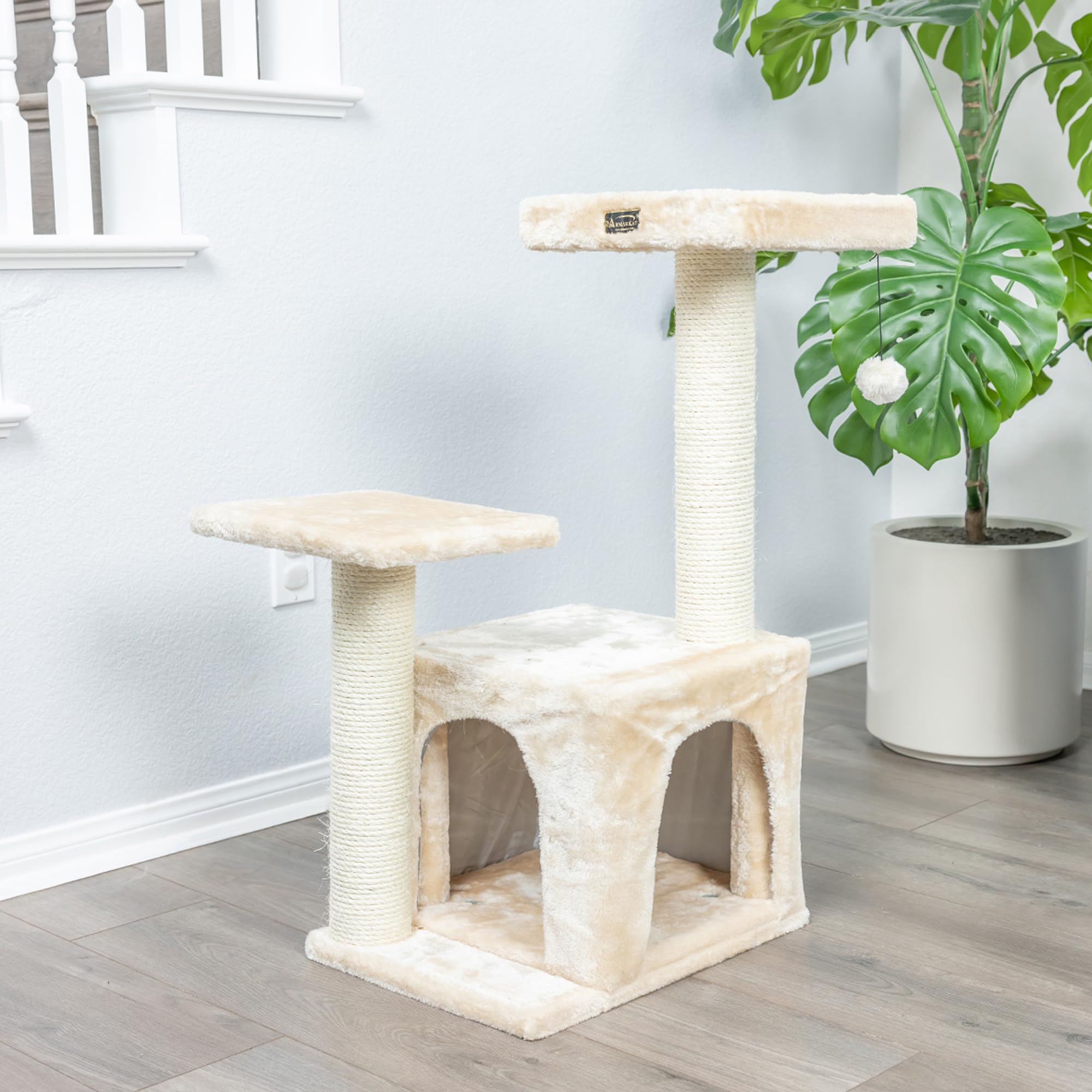Armarkat Classic Real Wood Cat Tree A3207, Beige, 22' L X 17' W X 32' H