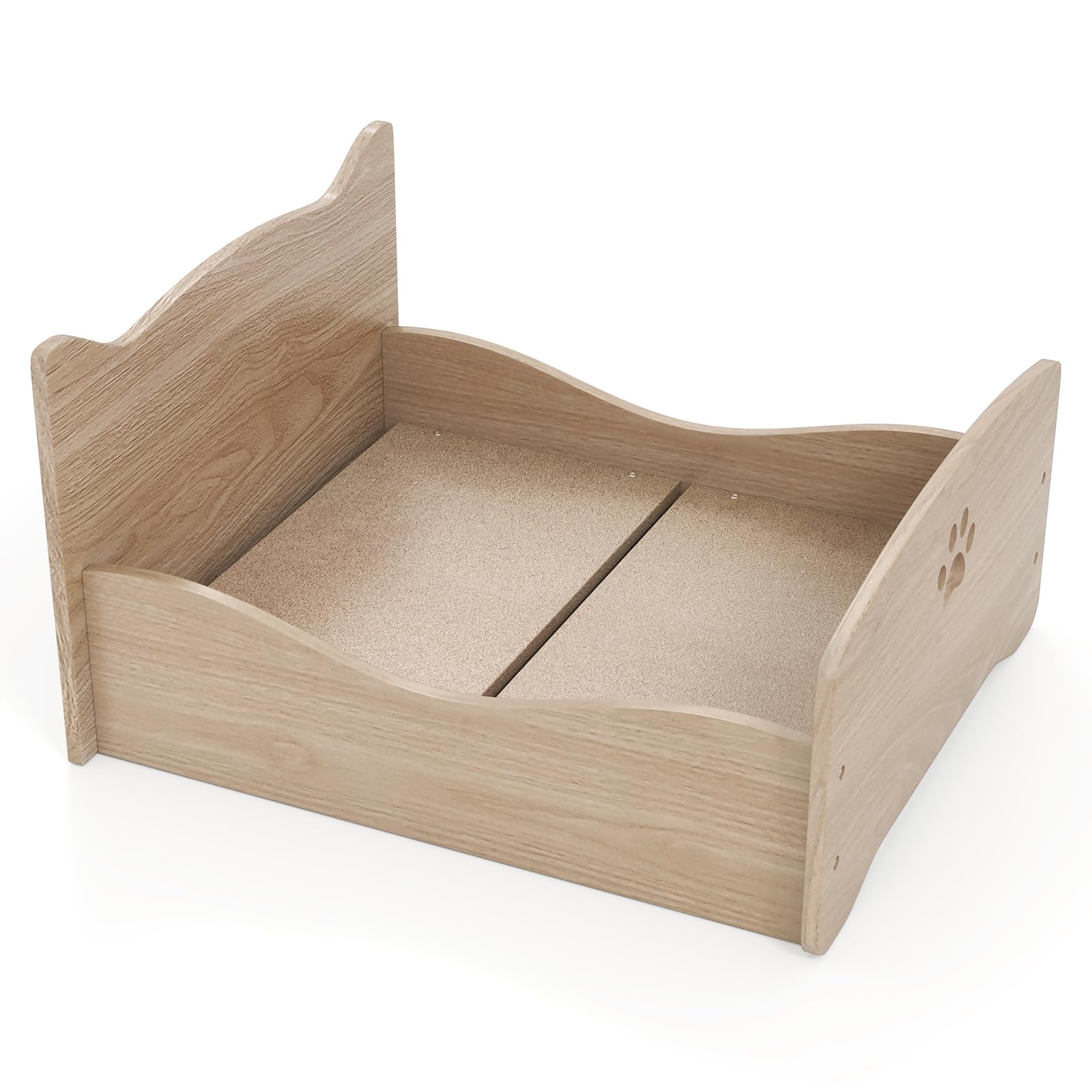 PETSITE Elevated Wood Cat Bed, Cute Small Pet Bed with Side Rails and Headboard, Ideal for Rabbit, Guinea Pigs, and Other Small 