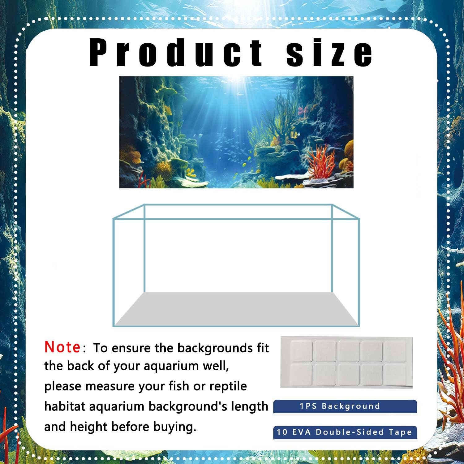 Dtekoj 36X20IN Blue Sea Floor Aquarium Background, Natural Underwater World 3D Effect Fish Tank Decorations Background, Art Terr