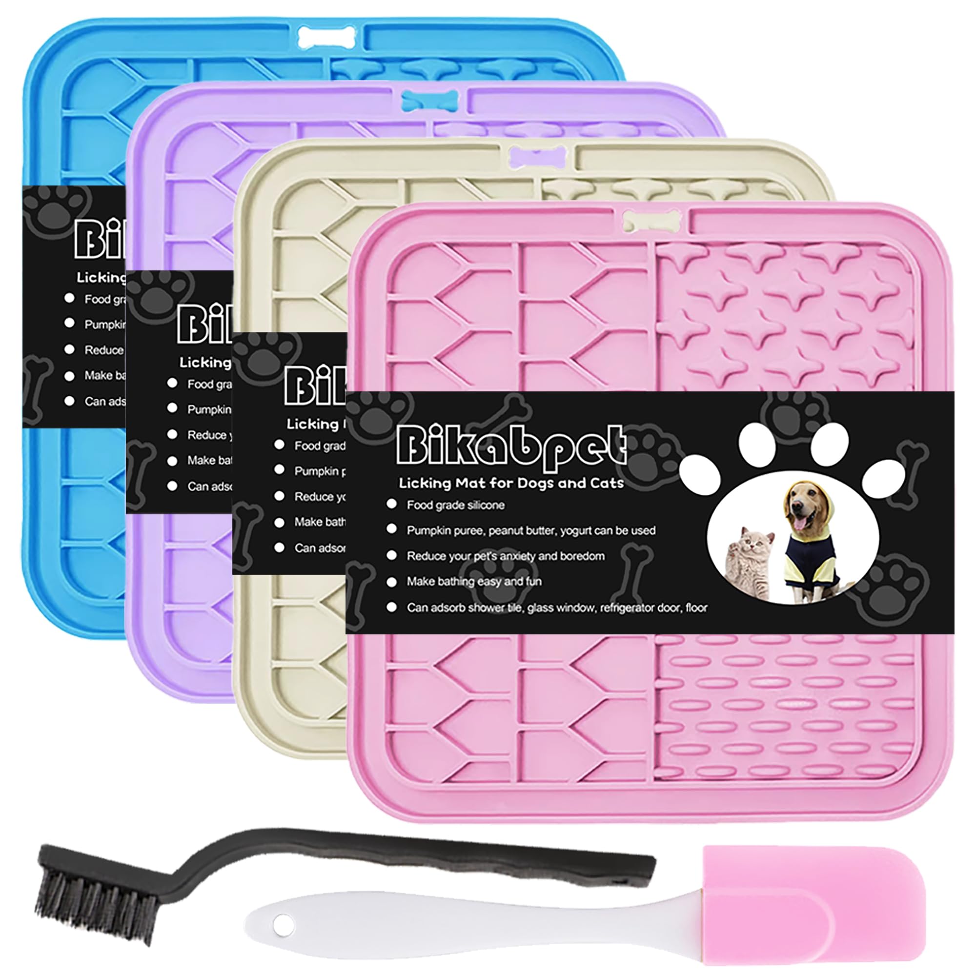 Bikabpet Lick Mat for Dogs and Cats,Cat Licking Pad with Suction Cups for Dog Anxiety Relief,Dog Peanut Butter Lick Pads for Dog