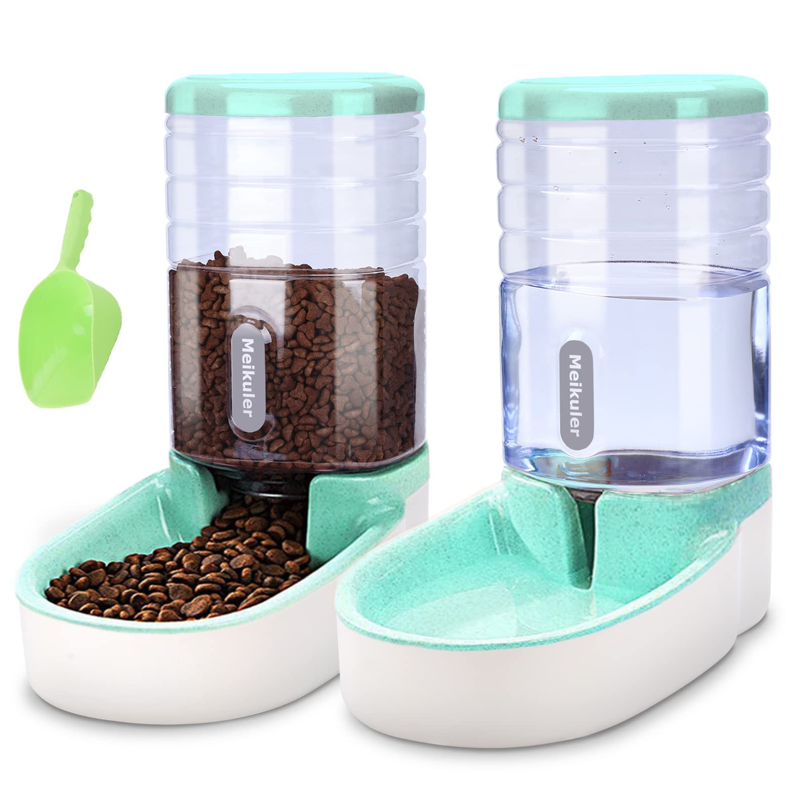 Meikuler Pets Auto Feeder 5.2L,Food Feeder and Water Dispenser Set for Medium & Large Dogs Cats and Pets Animals (White)