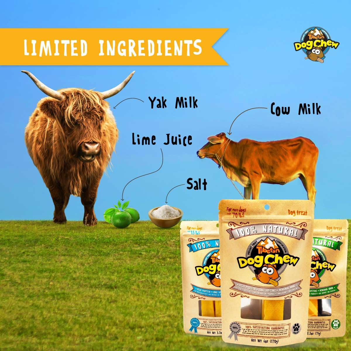 Tibetan Dog Chew Yak Cheese Sticks - Natural Handmade Treats for Extra Large Dogs, Long-Lasting and Easy to Digest with No Addit