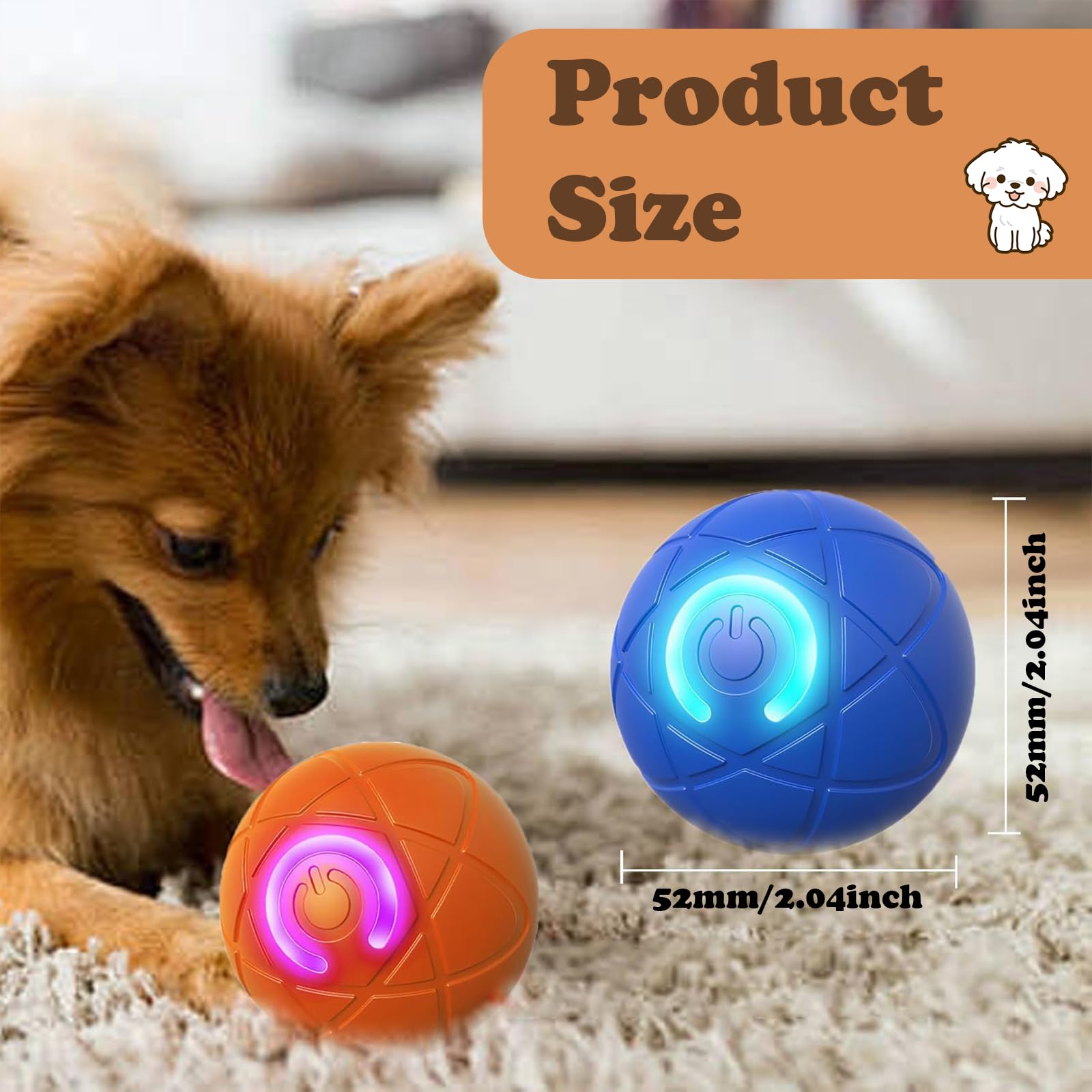 Smart Jumping Vibrating Interactive Dog Ball Self Moving Bouncing Ball Toy With Automatic Motion, Durable Chew Resistant Design