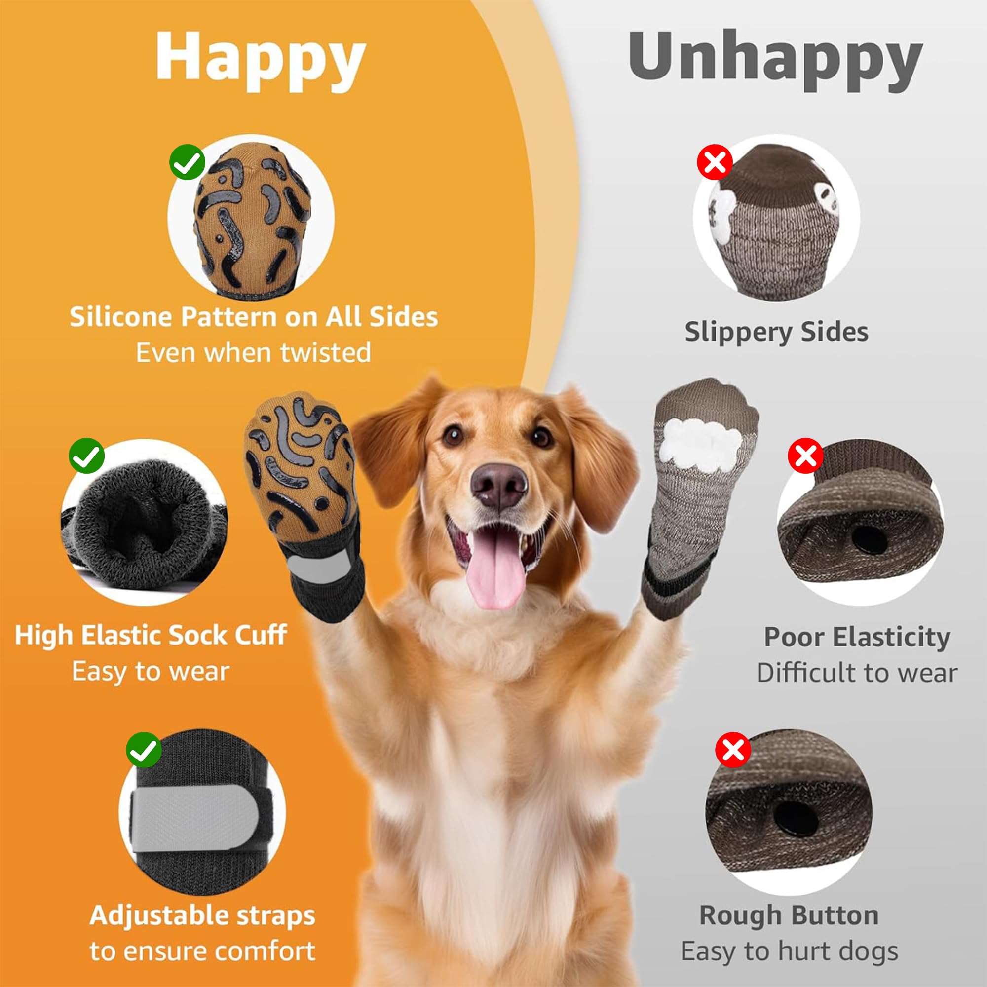 Double Side Non Slip Dog Socks to Prevent Licking Paws, Dog Shoes for Winter Cold Hot Pavement Dog Booties, Night Reflection Paw