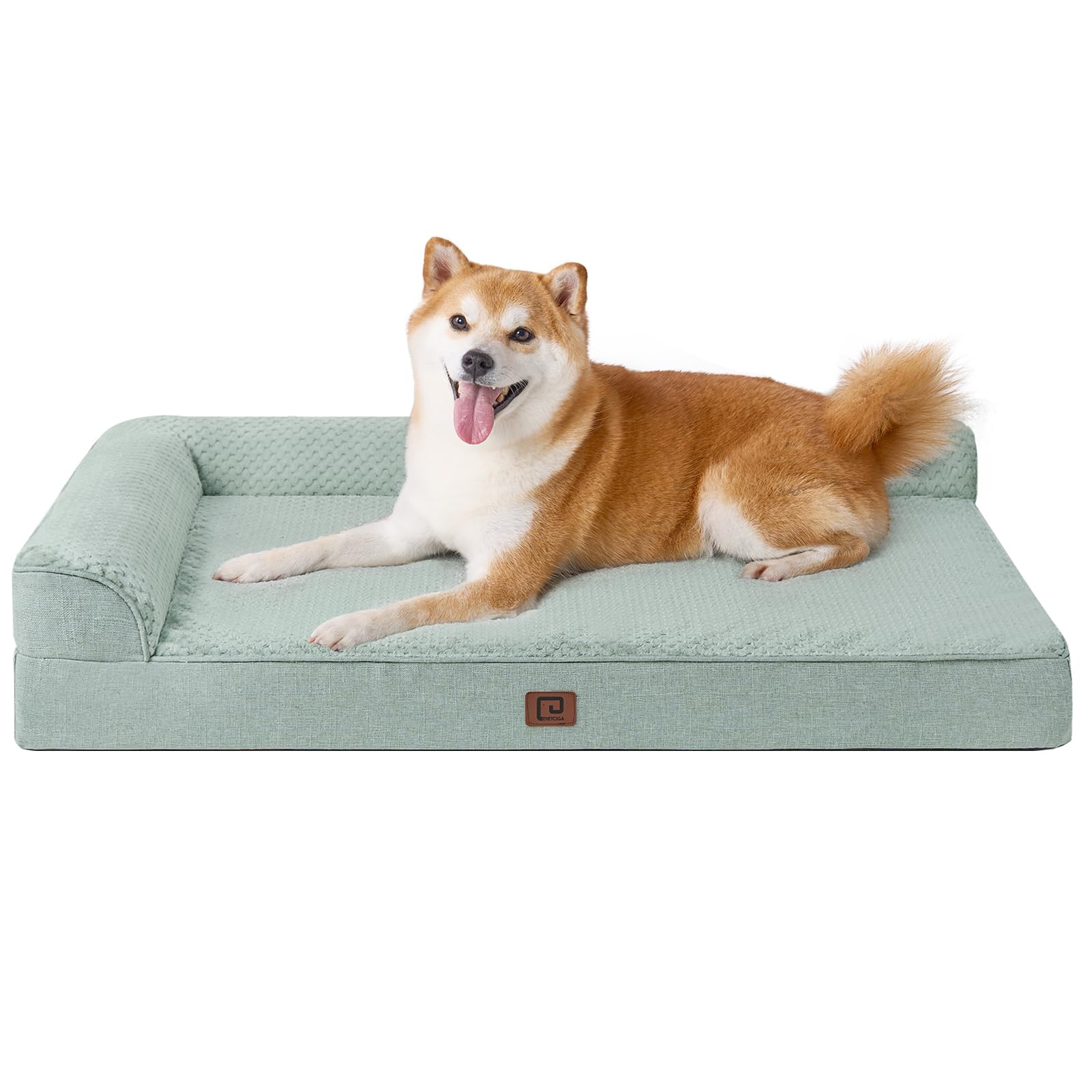 Eheyciga Memory Foam Orthopedic Dog Beds Large Sized Dog With Waterproof Lining, Washable Dog Sofa Bed With Removable Cover And Nonskid Bottom For Crate Pet Couch Bed, 35X23 Inches, Greyish Green