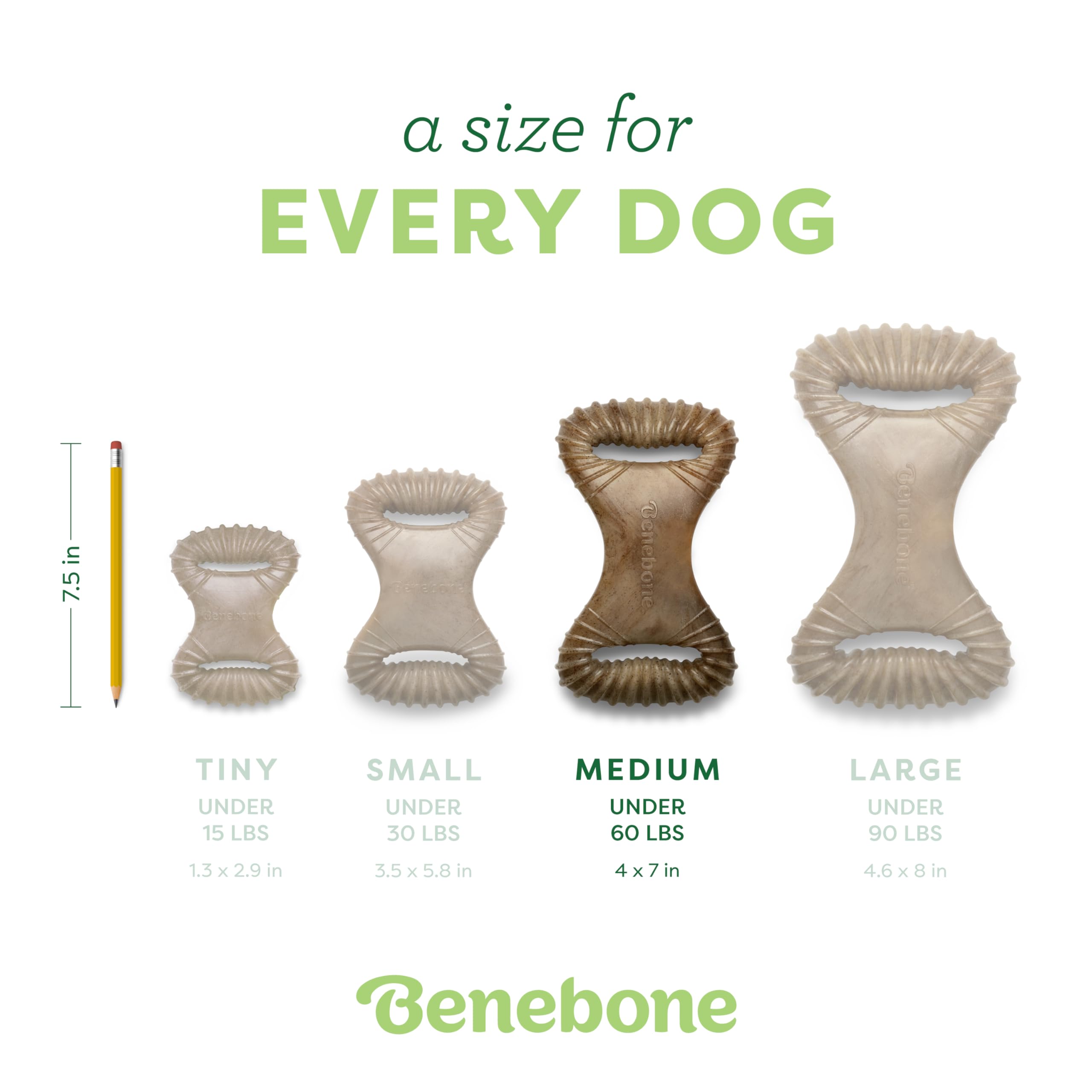 Benebone Dental Durable Dog Chew Toy For Aggressive Chewers, Real Bacon, Made In Usa, Medium