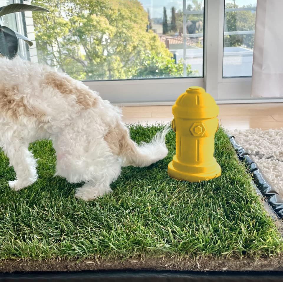 Bark Potty Small Dog Fire Hydrant - 4x7" Yellow Silicone Potty Training Aid for Breeds Under 10lbs