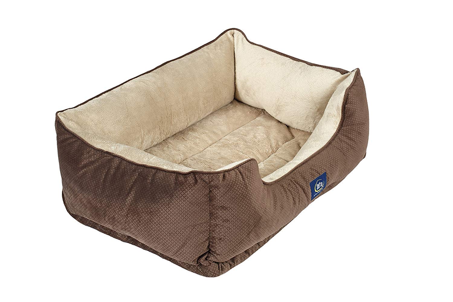 Serta Ortho Cuddler Pet Bed, Mocha - 24"x13.5"x14.5", Ortho Foam Comfort for Dogs and Cats