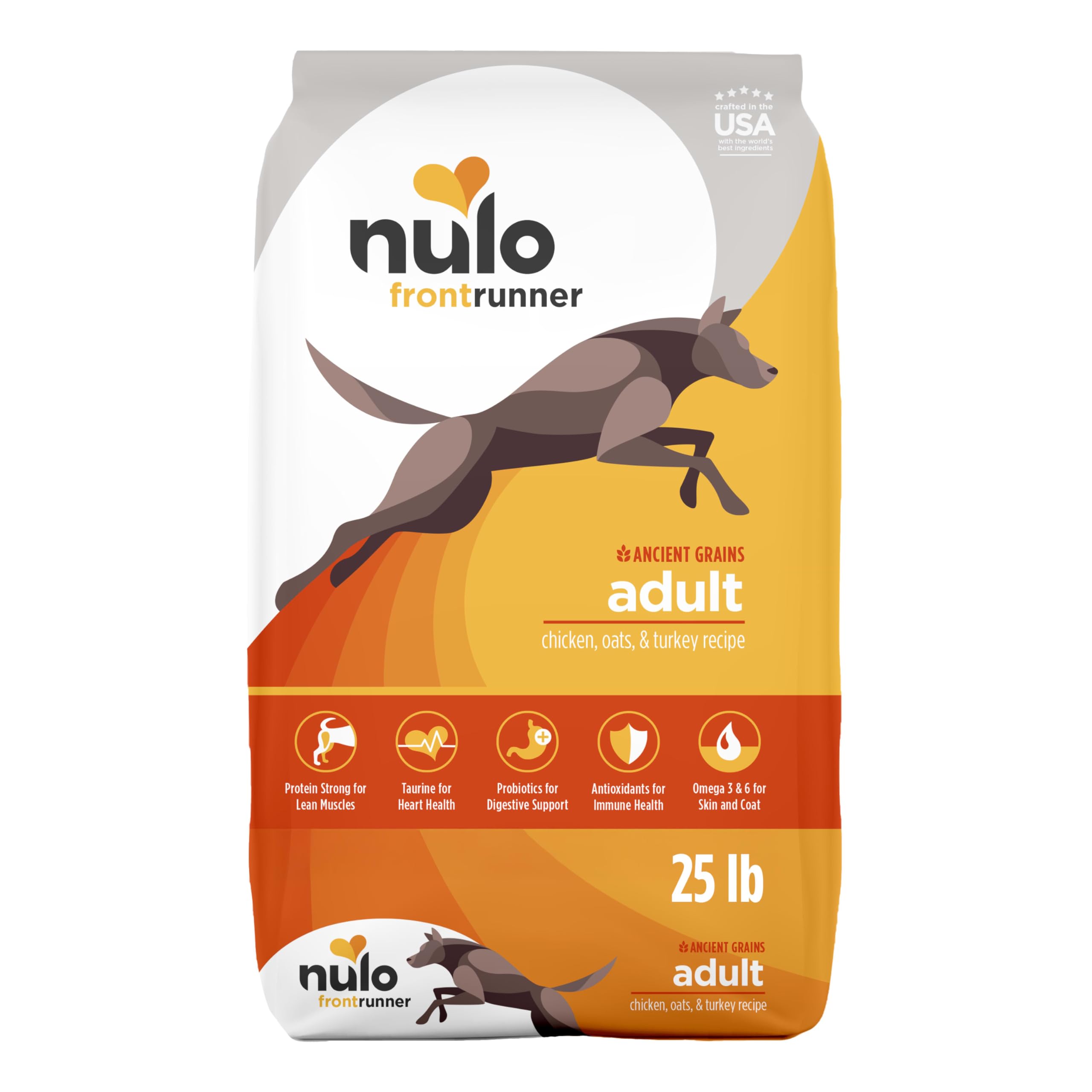 Nulo Frontrunner Ancient Grains High-Protein Dog Food, Chicken, Oats, & Turkey Recipe- Natural Dry Dog Food with Probiotics, Gra