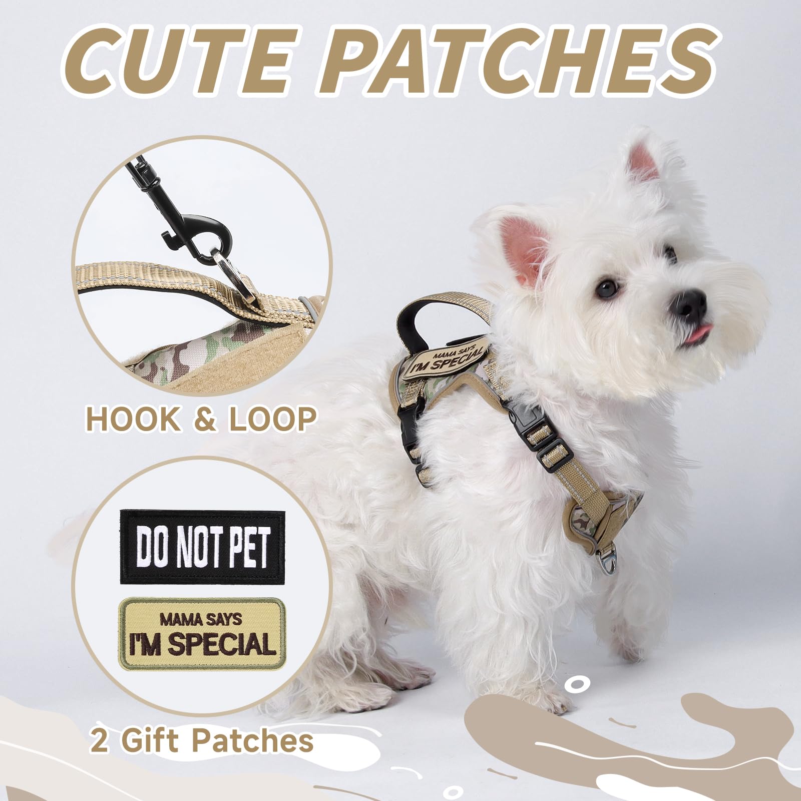 Tactical Dog Harness For Small Dog - Reflective Puppy Pet Vest No Pull Military Service Dog Vest With Vertical Handle Xs Dog Har