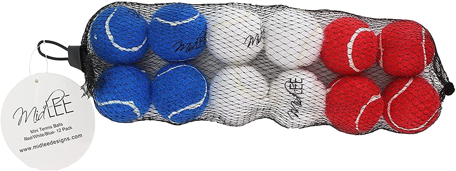 Midlee Red White & Blue Mini Dog Tennis Balls- Set Of 12-4Th Of July