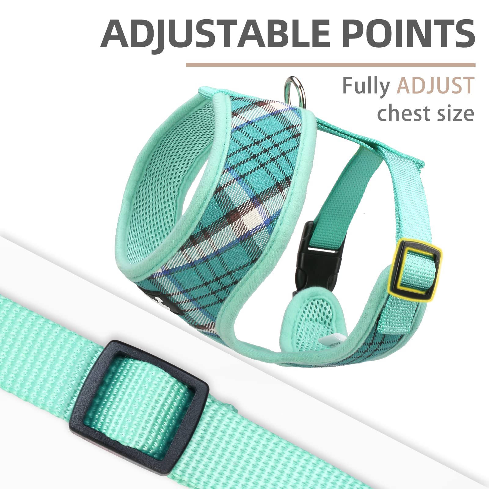 Pupteck Soft Mesh Dog Harness And Leash Set Pet Puppy Cat Comfort Padded Vest No Pull Harnesses, Green, Xs