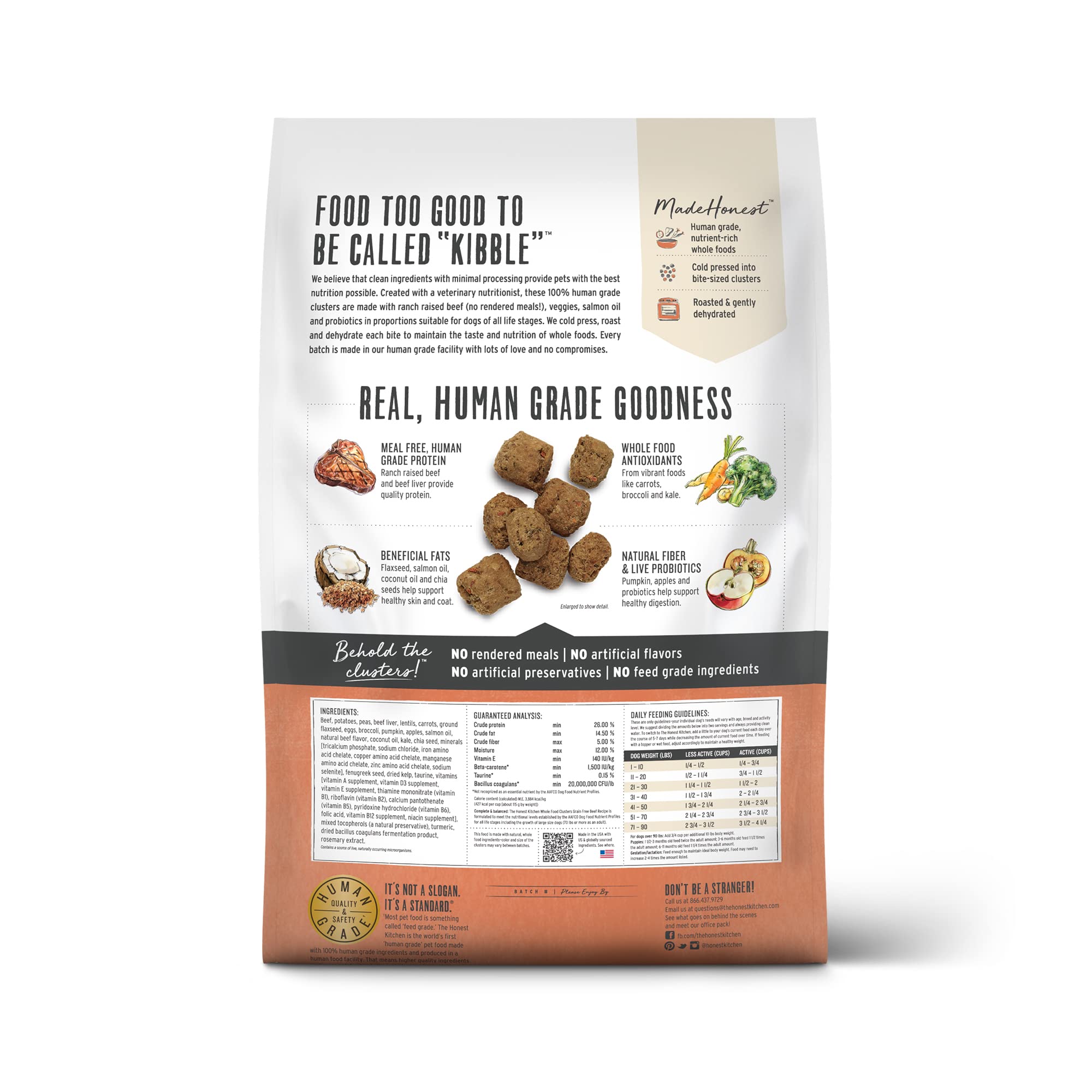 The Honest Kitchen Whole Food Clusters Grain Free Beef Dry Dog Food, 20 lb Bag