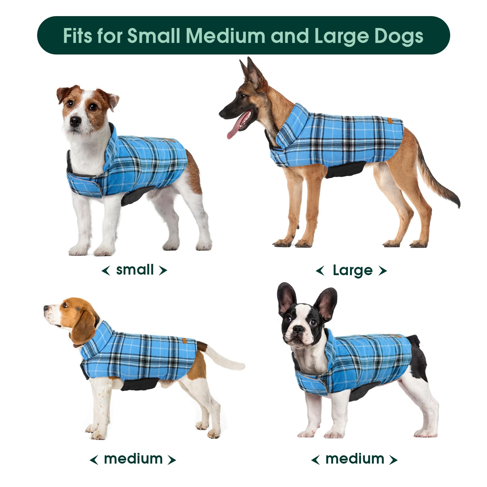Kuoser Warm Dog Coat, Reversible Dog Jacket Waterproof Dog Winter Coat British Style Plaid Dog Clothes Pet Dog Cold Weather Coats Cozy Snow Jacket Vest For Small Medium Large Dogs Yellow Xl