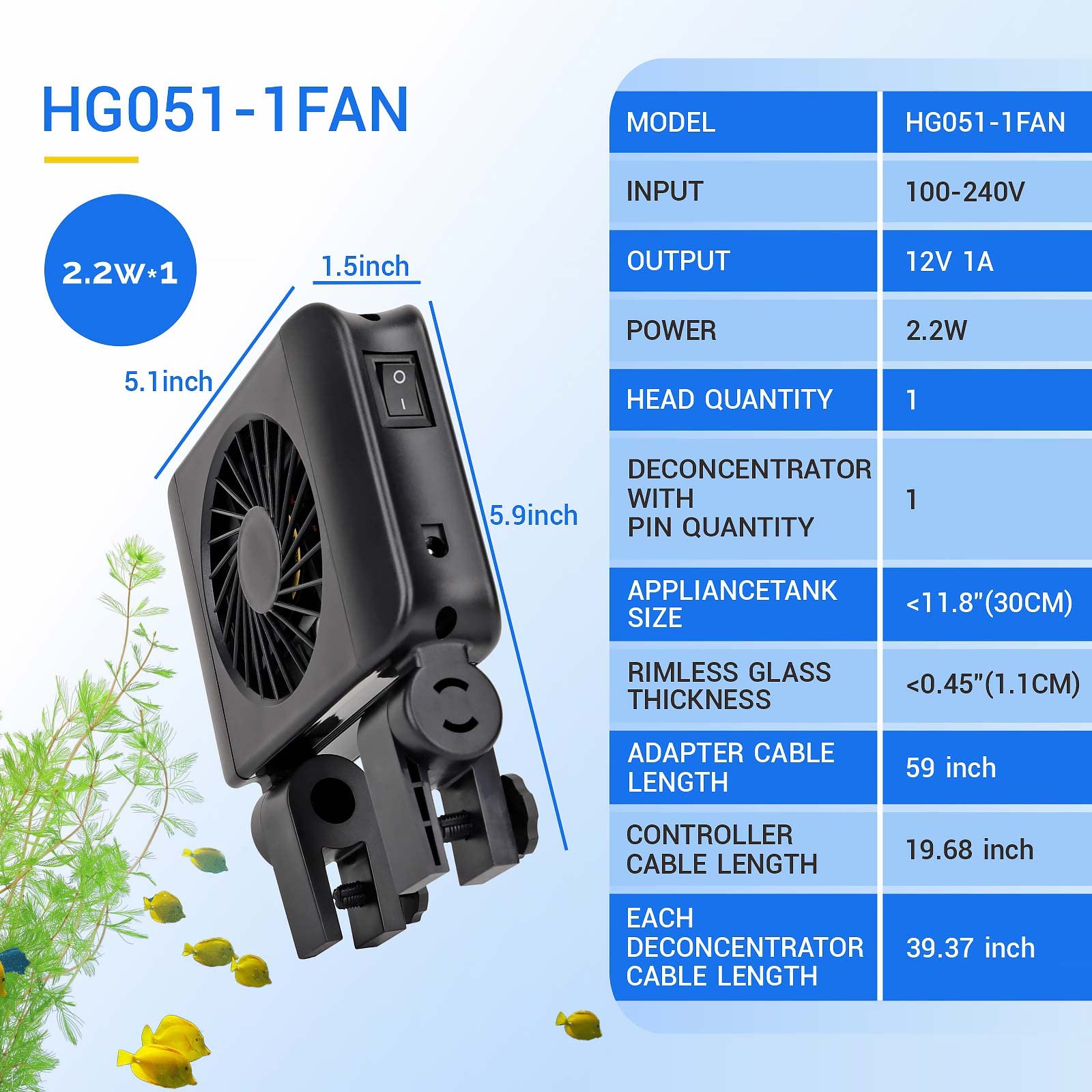 Hygger Aquarium Chillers Fan, Quiet Fish Tank Cooling Fan Equipment With Adjustable Timer Speed Controller, Suitable For Freshwa