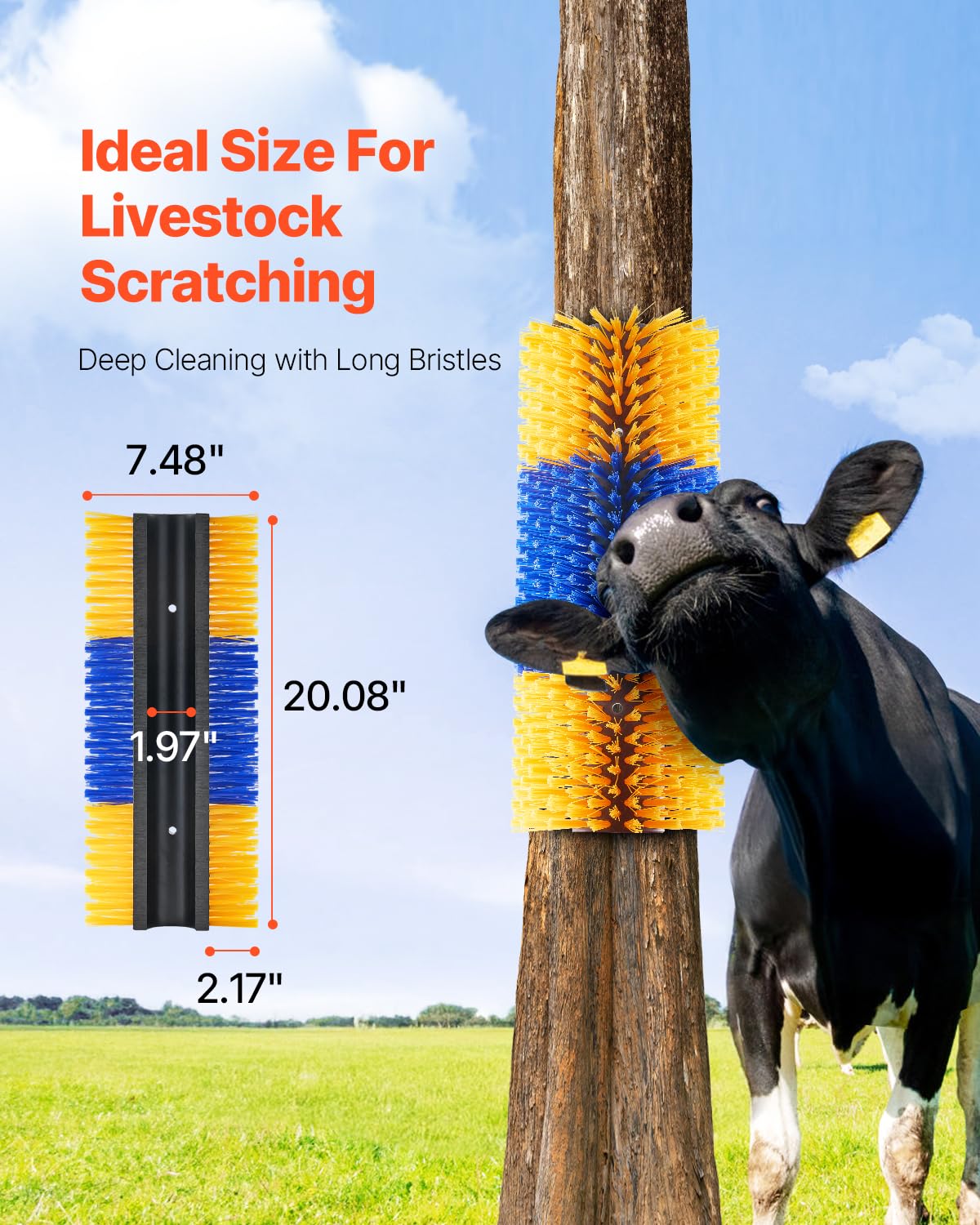 VEVOR Livestock Scratching Brush, 2 Pcs Horse Brush with 4 Screws, 20 x 7.5 in Cow Scratcher, for Back Itch Relief & Keep Cleani