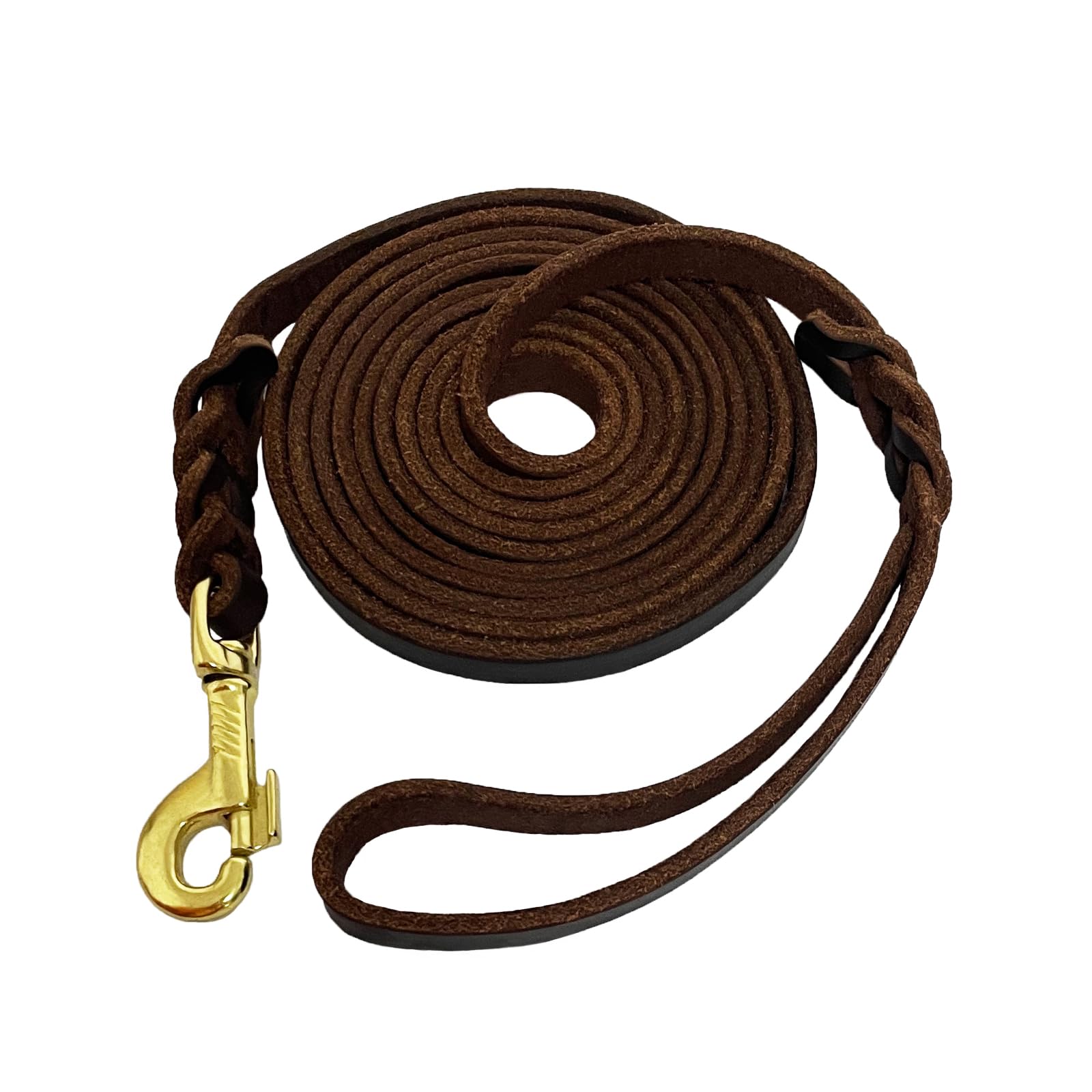 Lwbmg Long Leather Dog Leash 10Ft, Heavy Duty Dog Leash, Strong Sturdy Genuine Leather Braided Dog Leash, Soft And Comfortable L