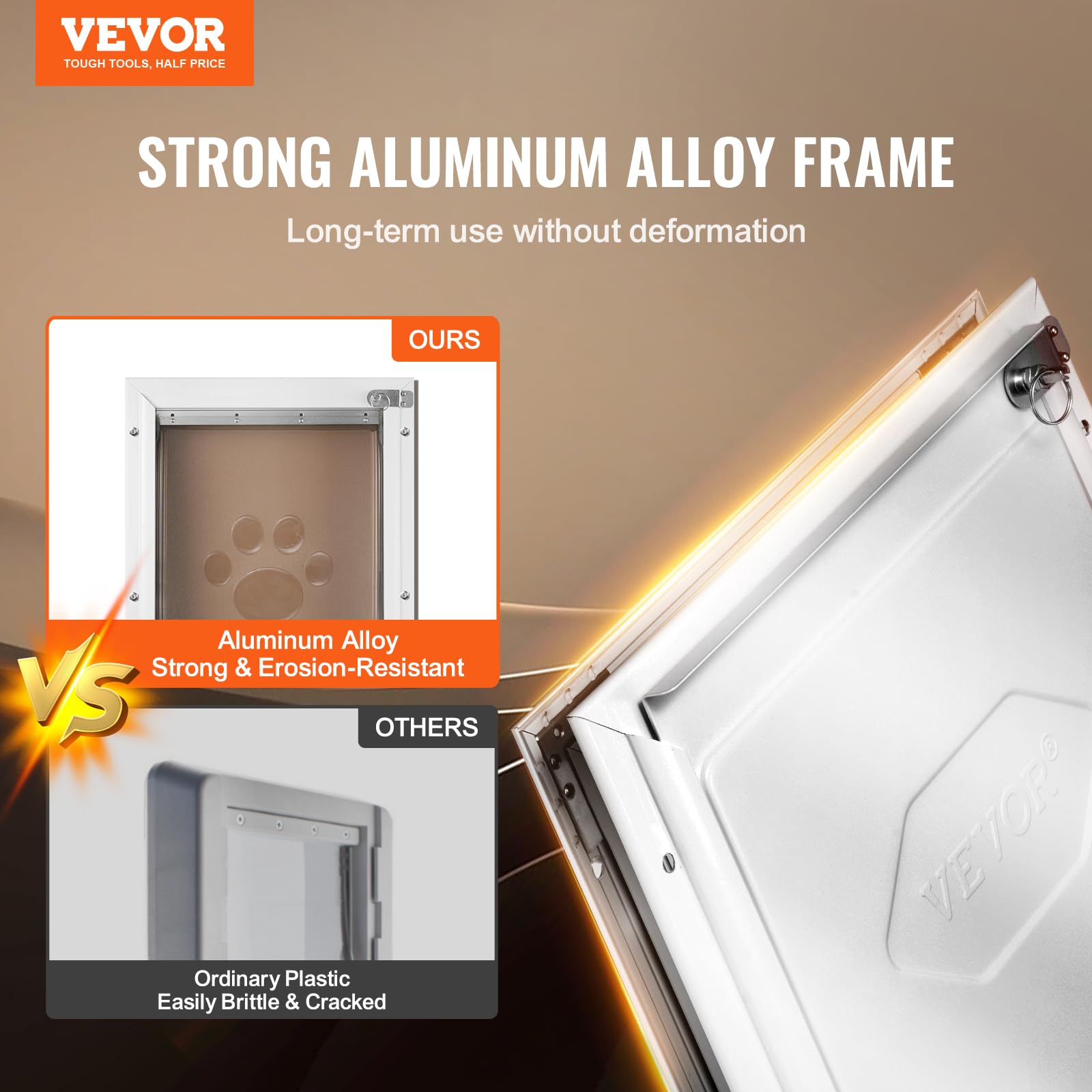 VEVOR Pet Door for Interior and Exterior Doors, Aluminum Frame, Metal Closing Panel and Lock, Strong and Durable Dog Door, Pet D