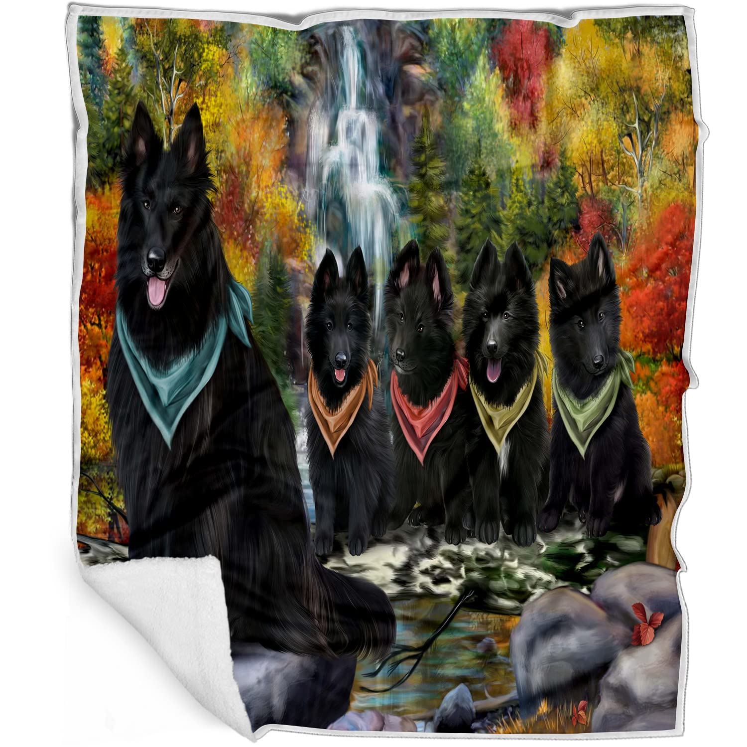 Pet Friendly Beach Belgian Shepherd Dogs Blanket  Lightweight Super Soft Cozy and Durable Bed Blanket  Animal Theme Fuzzy Blan