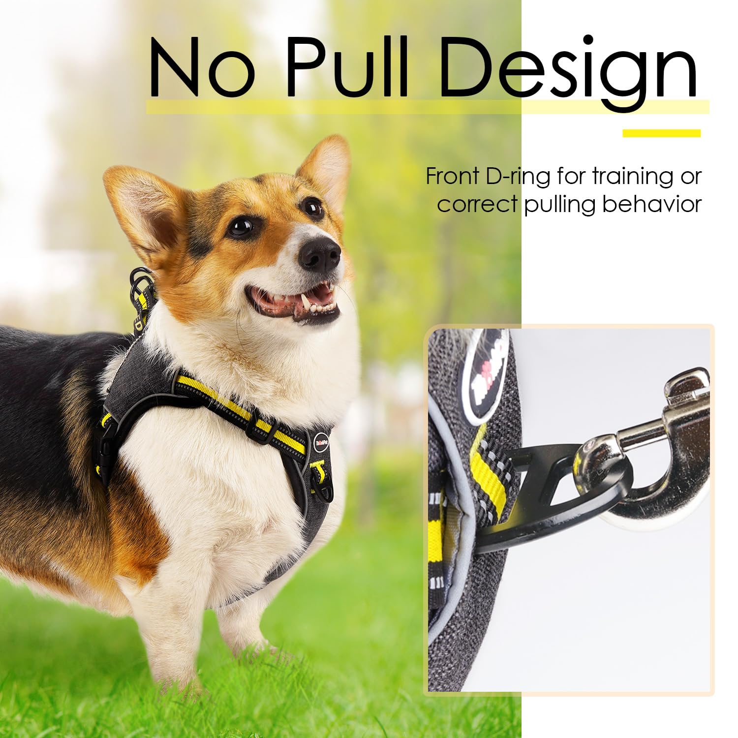 ThinkPet Step in Dog Harness for Large Dogs No Pull, Front Clip No Choke Free Escape Proof Padded Breathable Reflective Halter f