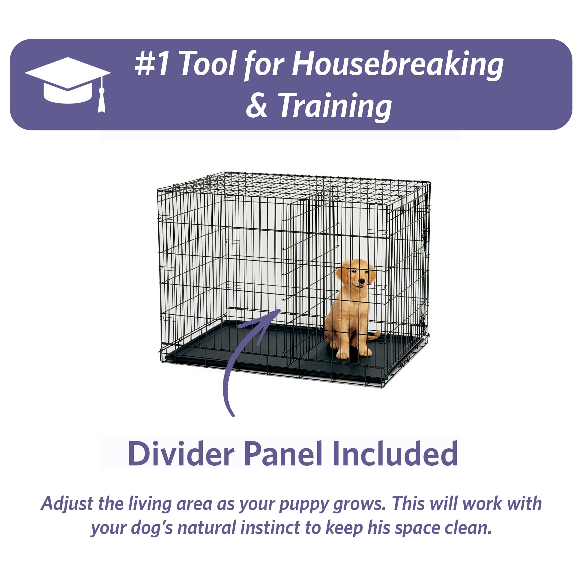 Midwest Homes For Pets Newly Enhanced Single Door Icrate Dog Crate, Includes Leak-Proof Pan, Floor Protecting Feet, Divider Pane