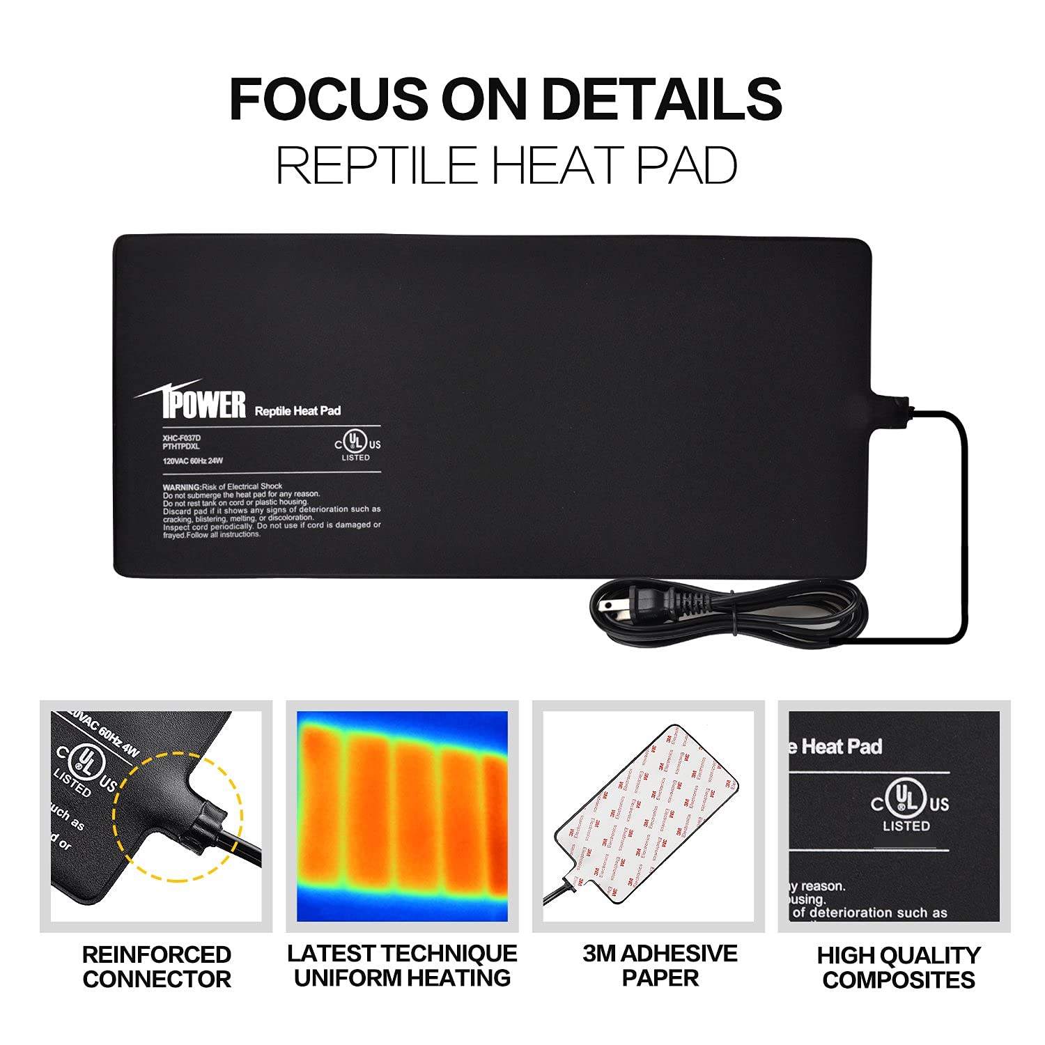 Ipower 8X18 Inch Reptile Heat Pad Under Tank Heater Terrarium Warmer Heating Mat And Digital Thermostat Controller For Turtles L