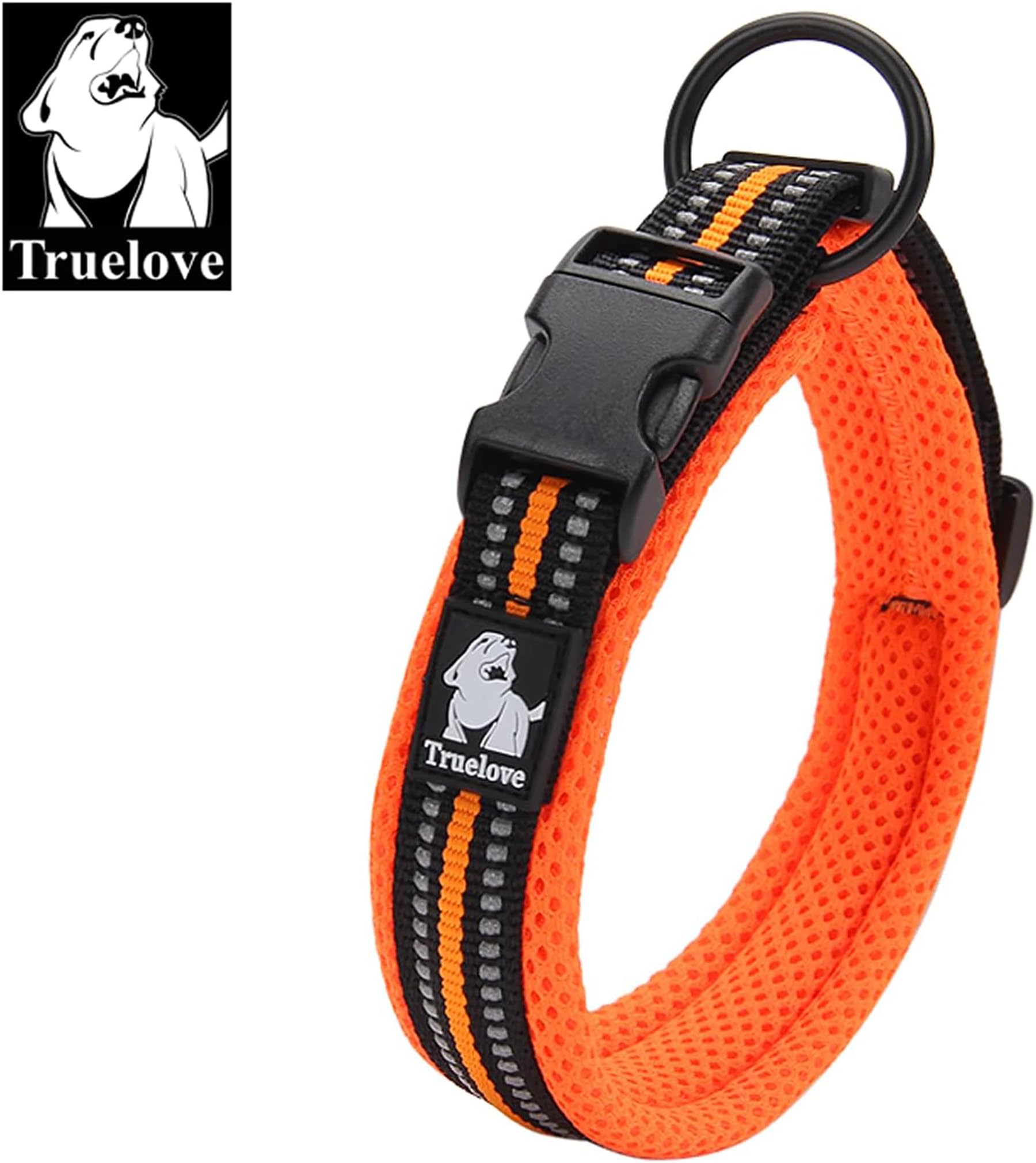 Truelove Dog Collar Reflective Premium Duraflex Buckle,High Grade Nylon Webbing No Choke Basic Collars Tlc5011(Orange,Xl)