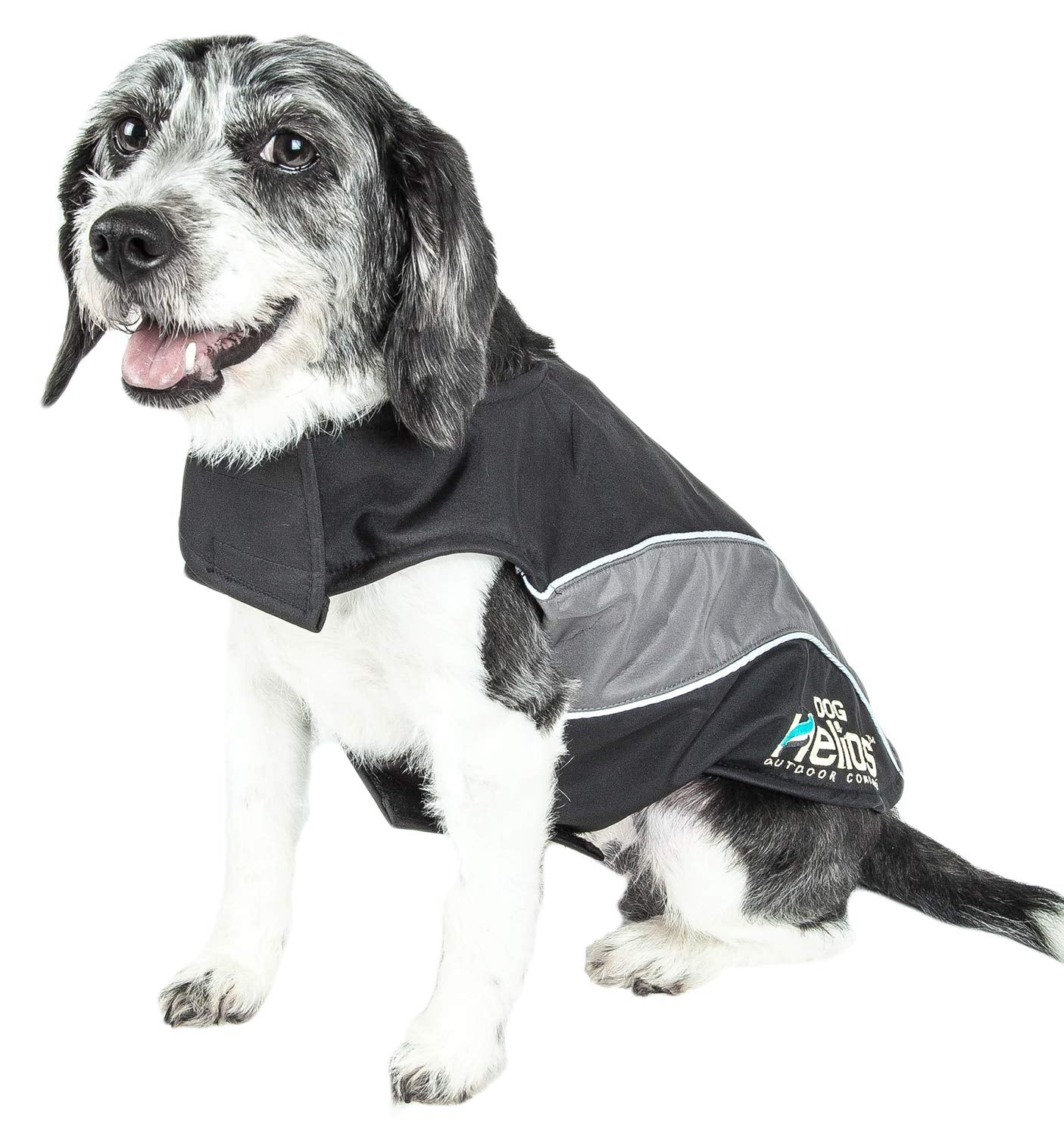 Pet Life Helios Octane Softshell Neoprene Satin Reflective Dog Jacket w/Blackshark Technology, Small, Black, Grey