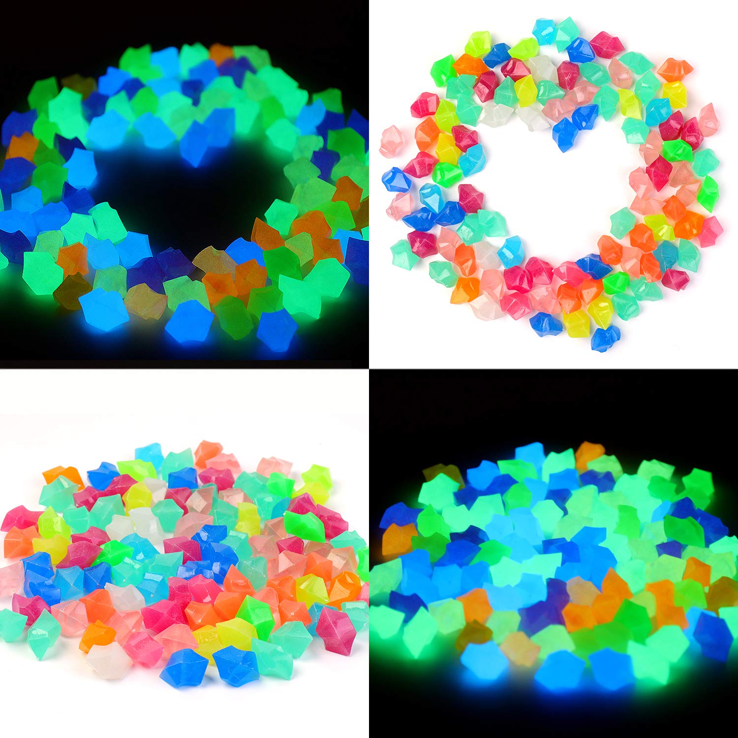 Oubest Fish Tank Decorations Rocks Little Glow In The Dark Aquarium Stones Fish Turtle Tank Pebbles Gravel Garden Rocks 300Pc 1.