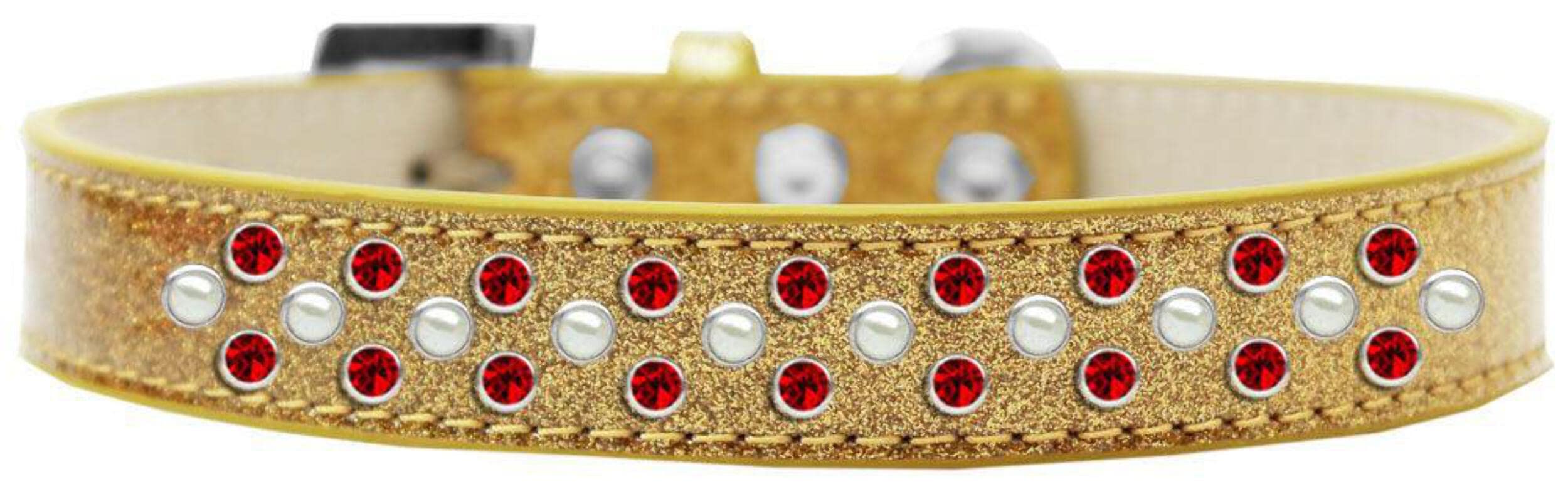 Mirage Pet Products Sprinkles Ice Cream Dog Collar with Pearl and Red Crystals, Size 16, Black