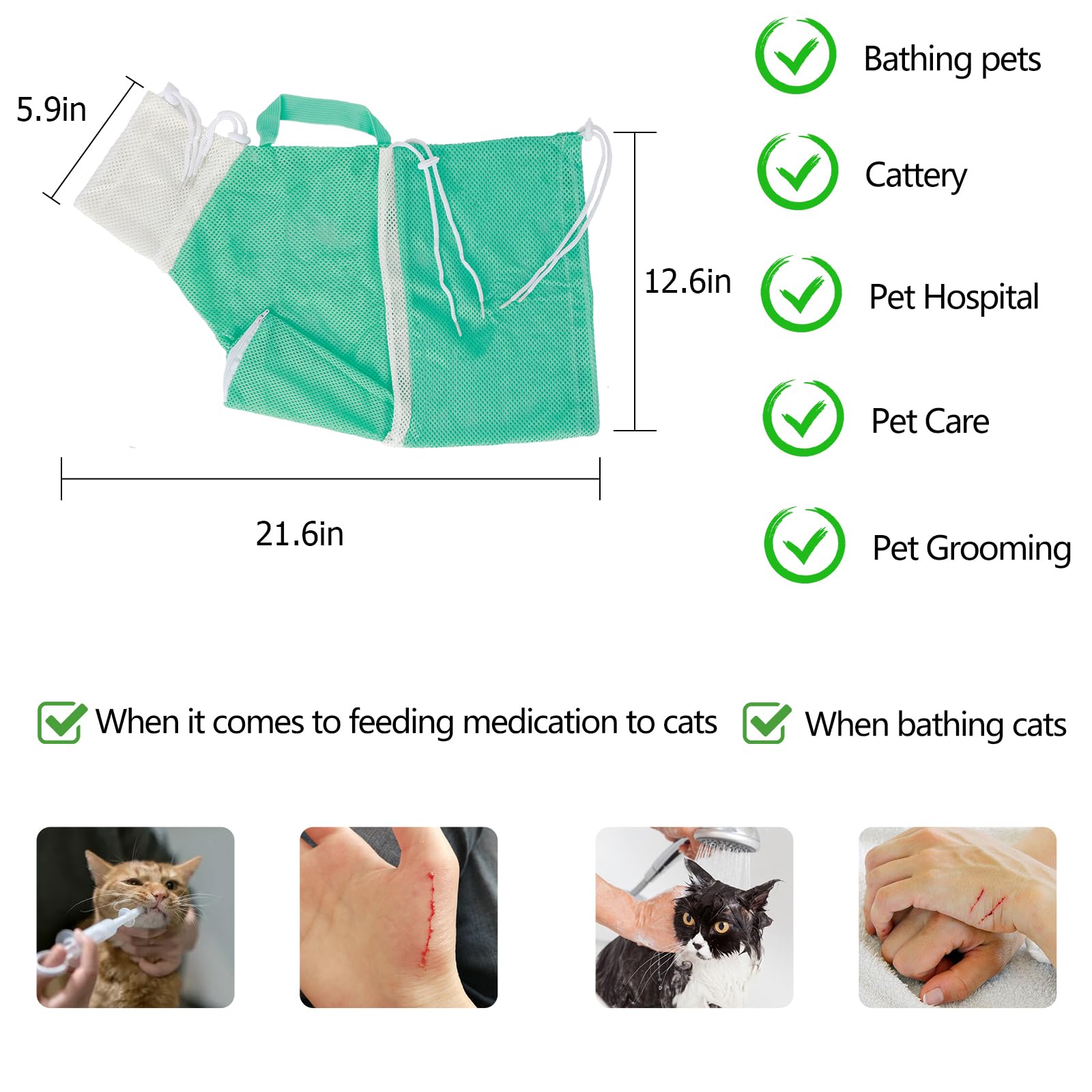 Hetenoyo 4 Pcs Anti-Scratch Silicone Cat Shoes And Cat Grooming Mesh Bag, Cat Claw Covers, Adjustable Multifunctional Anti-Bite