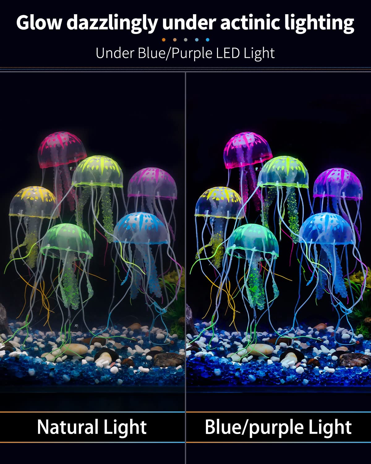 Uniclife 6 Pcs Glowing Jellyfish Ornament Decoration For Aquarium Fish Tank
