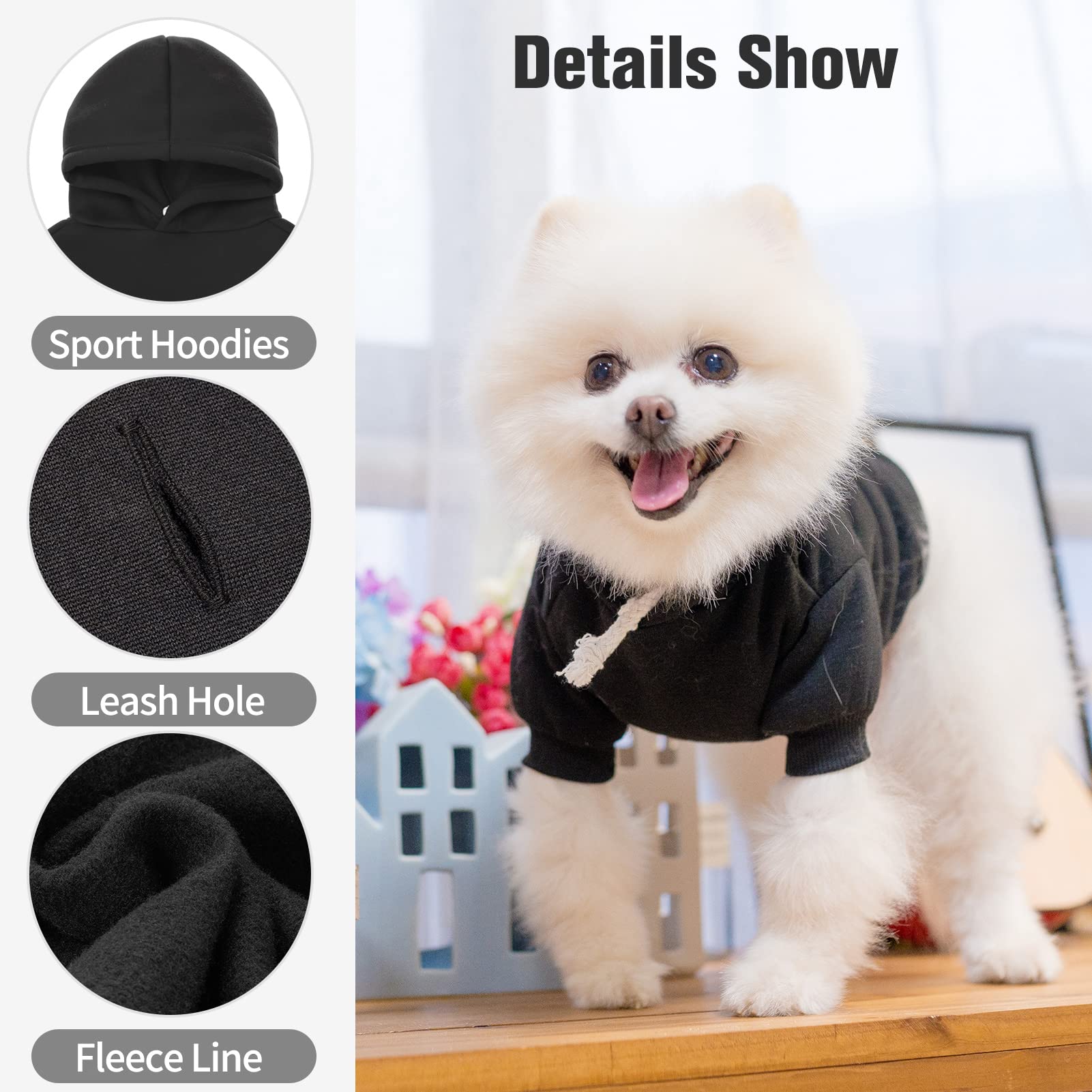 Bingpet Dog Hoodies - Fleece Lined Fall Dog Puppy Sweatshirt Soft Warm Sweater Winter Hooded Clothes For Small Medium Large Dogs & Cats