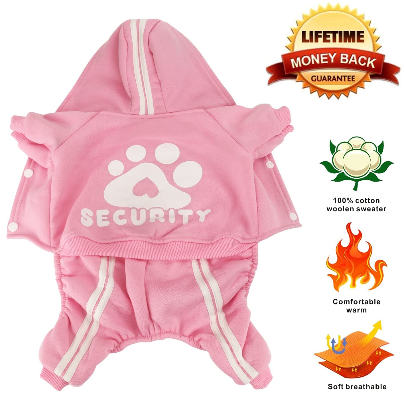 Otunrues Dog Hoodie, Dog Clothes 4 Legs Sweatshirt Security Hoodies Jumpsuit Soft & Warm Sweater Outfit Pullover Dog Winter Coat