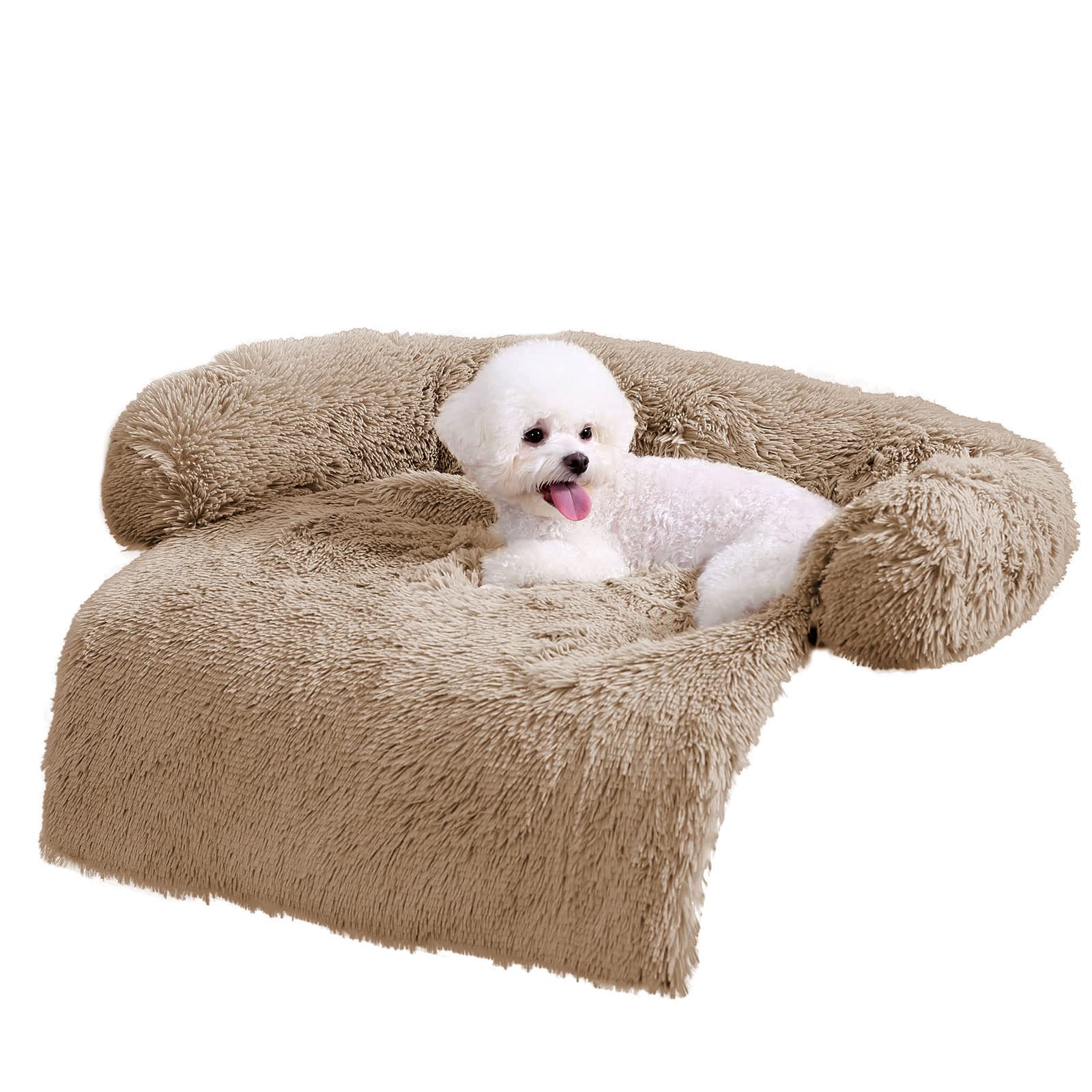 HACHIKITTY Calming Pet Sofa Bed Mat, Washable Plush Couch Cover, Furniture Protector for Dogs and Cats, Fluffy Dog Couch Bed wit