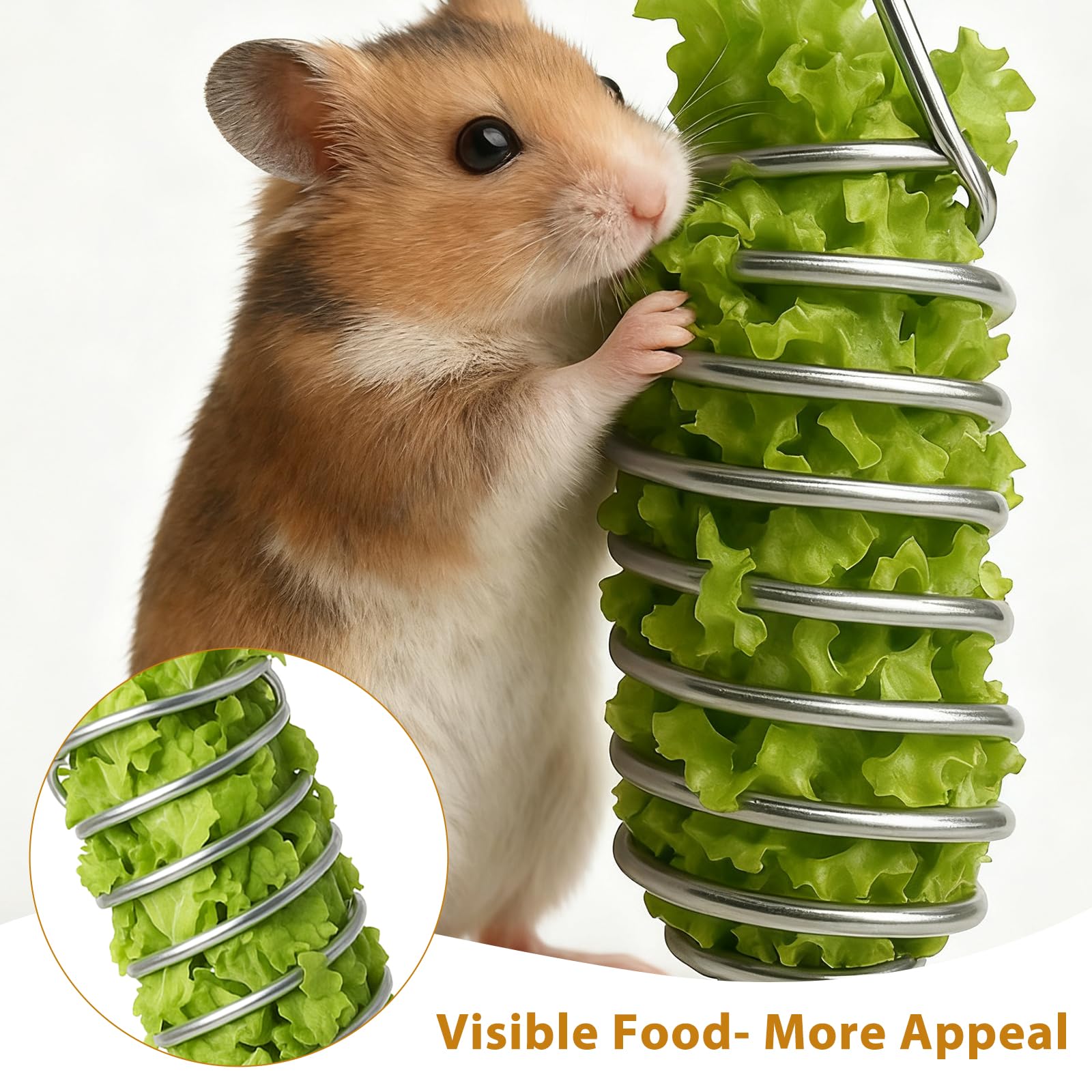Hpmjz 2Pcs Rat Enrichment Toys Stainless Steel Bird Food Holder Rat Parrot Foraging Toy Hanging Rodent Toy Fruit Vegetable Holde