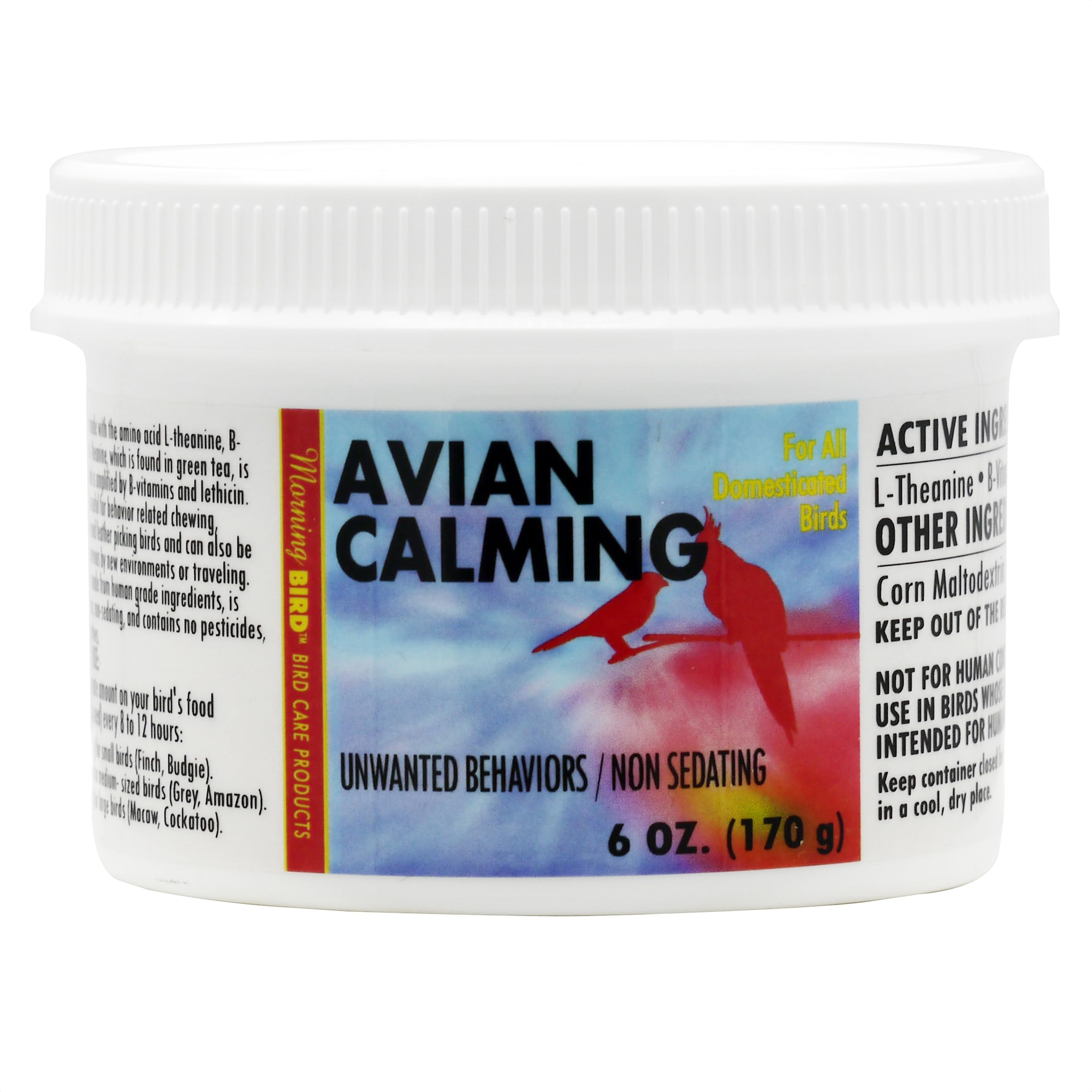 Morning Bird Mood Food (Avian Calming Formula), Non-Sedating Anxiety & Stress Relief Powder for Nervous Birds or Unwanted Behavi